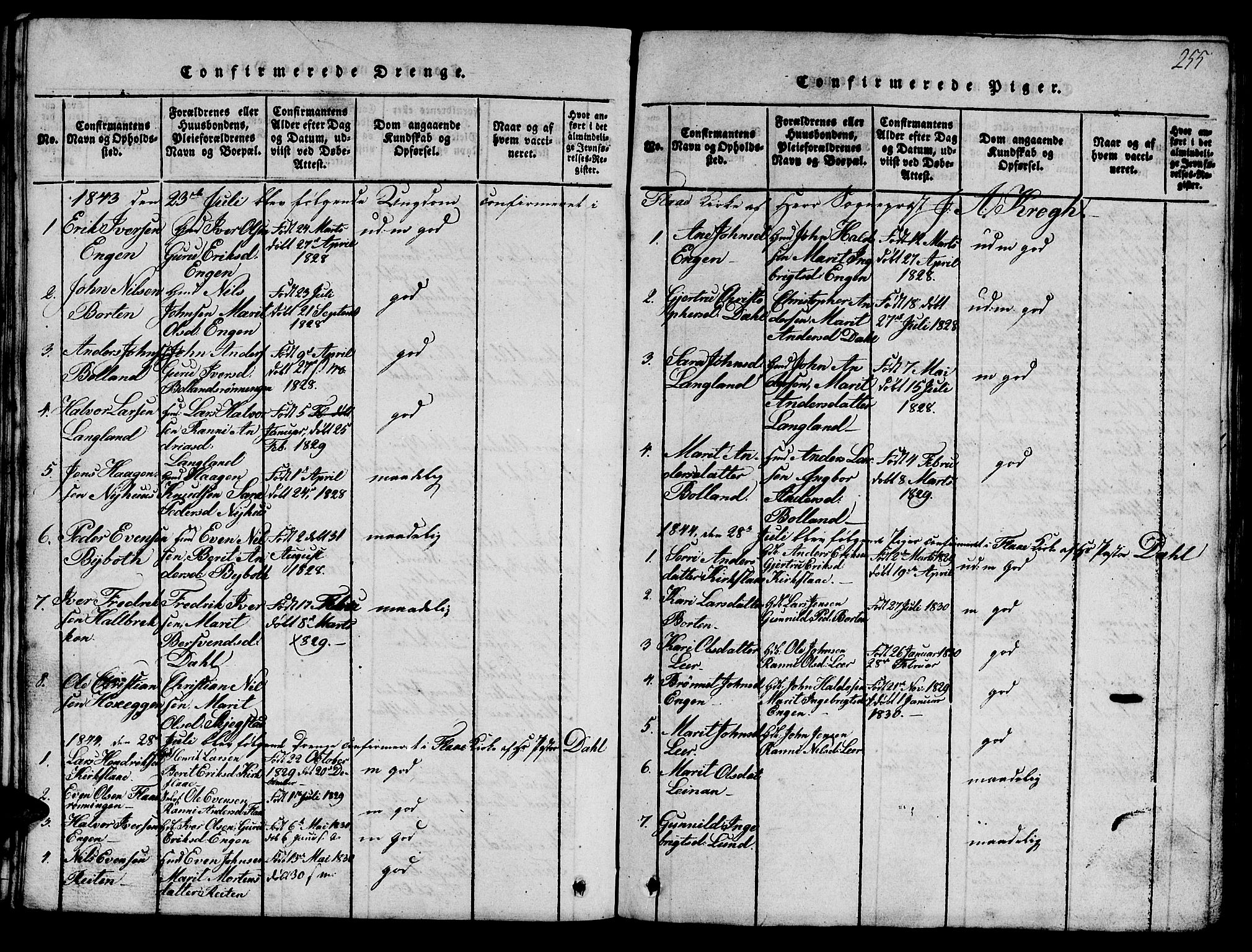 Ministerialprotokoller, klokkerbøker og fødselsregistre - Sør-Trøndelag, SAT/A-1456/693/L1121: Parish register (copy) no. 693C02, 1816-1869, p. 255