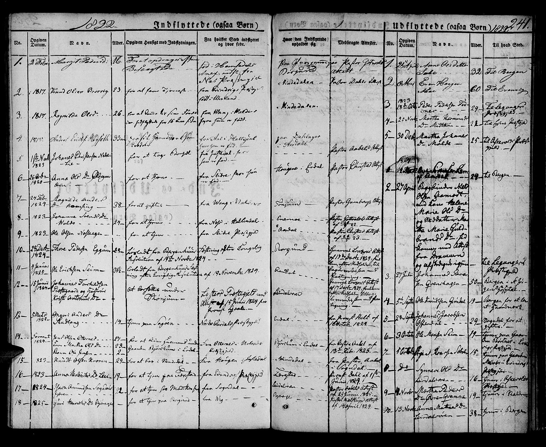 Lærdal sokneprestembete, AV/SAB-A-81201: Parish register (official) no. A 5, 1822-1834, p. 241