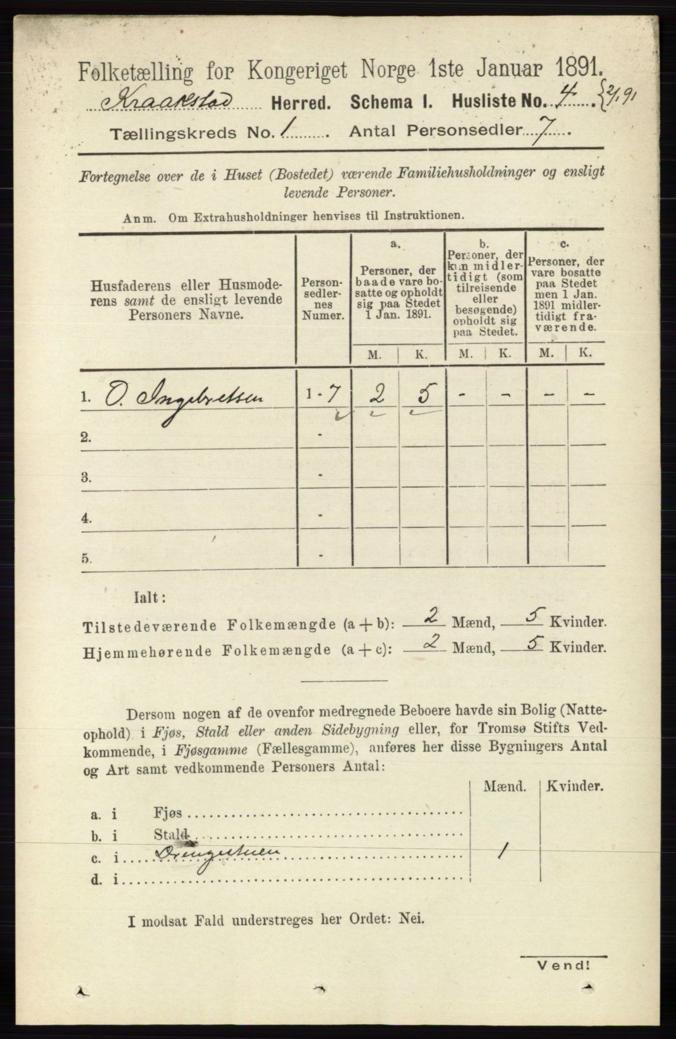 RA, 1891 census for 0212 Kråkstad, 1891, p. 25