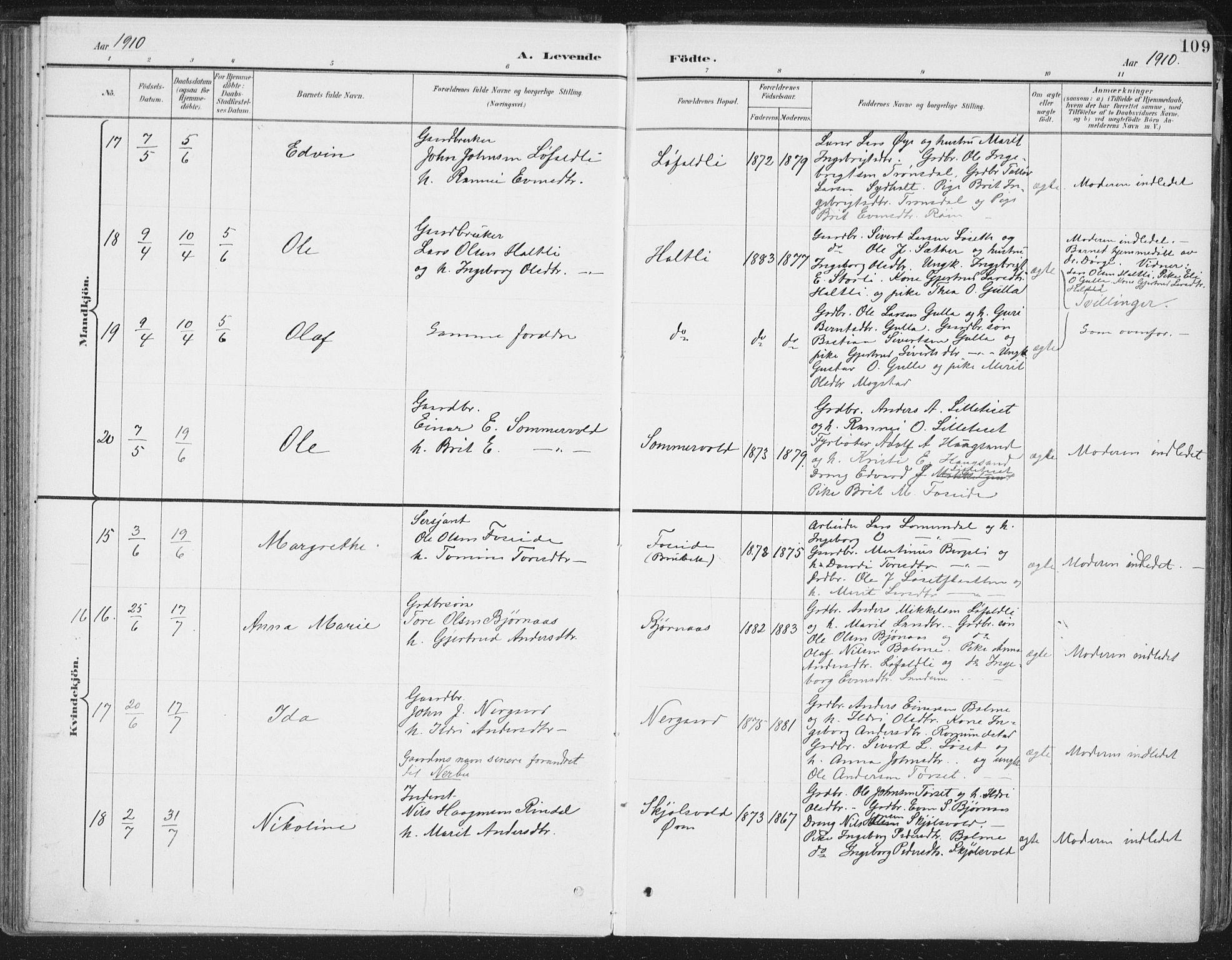 Ministerialprotokoller, klokkerbøker og fødselsregistre - Møre og Romsdal, AV/SAT-A-1454/598/L1072: Parish register (official) no. 598A06, 1896-1910, p. 109