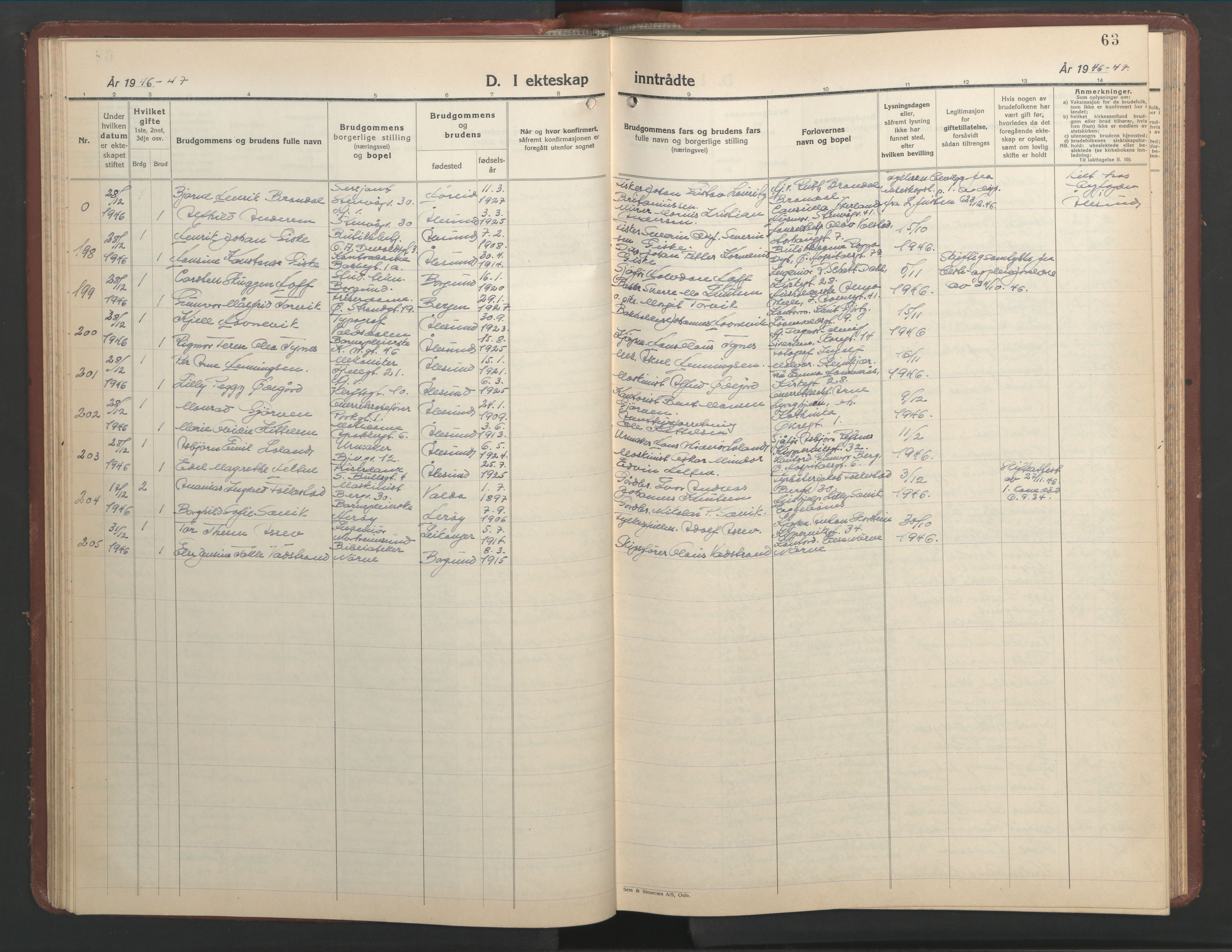 Ministerialprotokoller, klokkerbøker og fødselsregistre - Møre og Romsdal, SAT/A-1454/529/L0479: Parish register (copy) no. 529C16, 1941-1950, p. 63