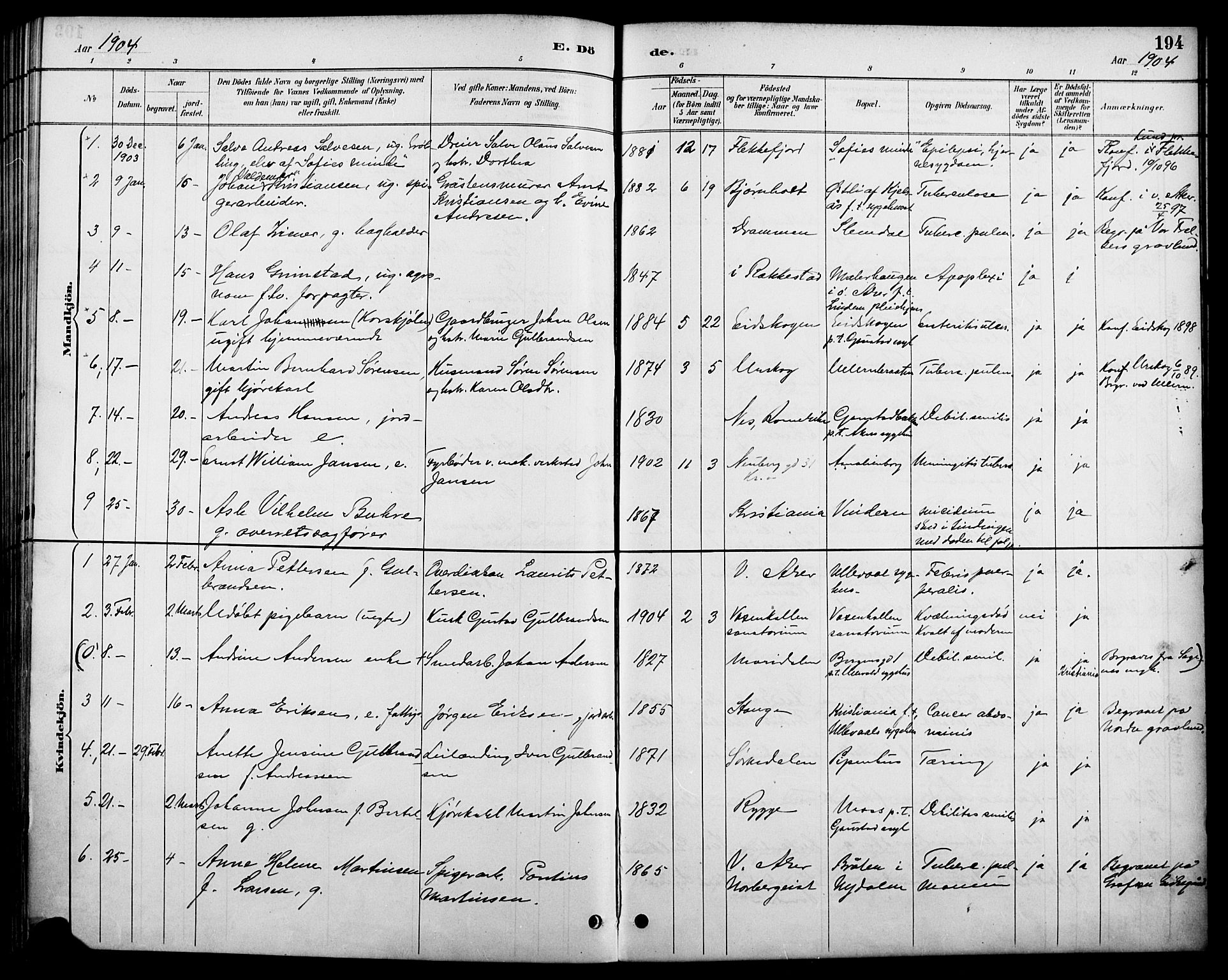 Vestre Aker prestekontor Kirkebøker, SAO/A-10025/F/Fa/L0011: Parish register (official) no. 11, 1886-1904, p. 194