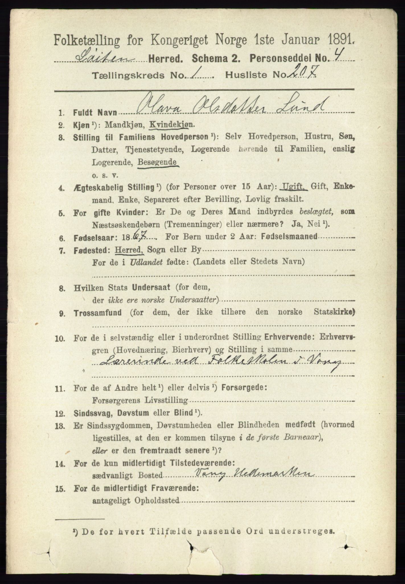 RA, 1891 census for 0415 Løten, 1891, p. 1369