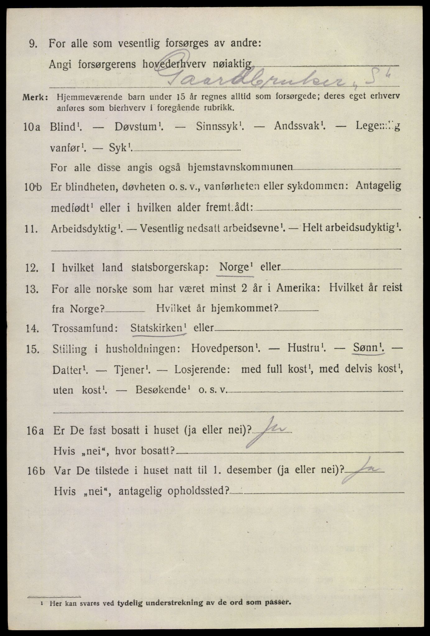 SAKO, 1920 census for Sande, 1920, p. 8949