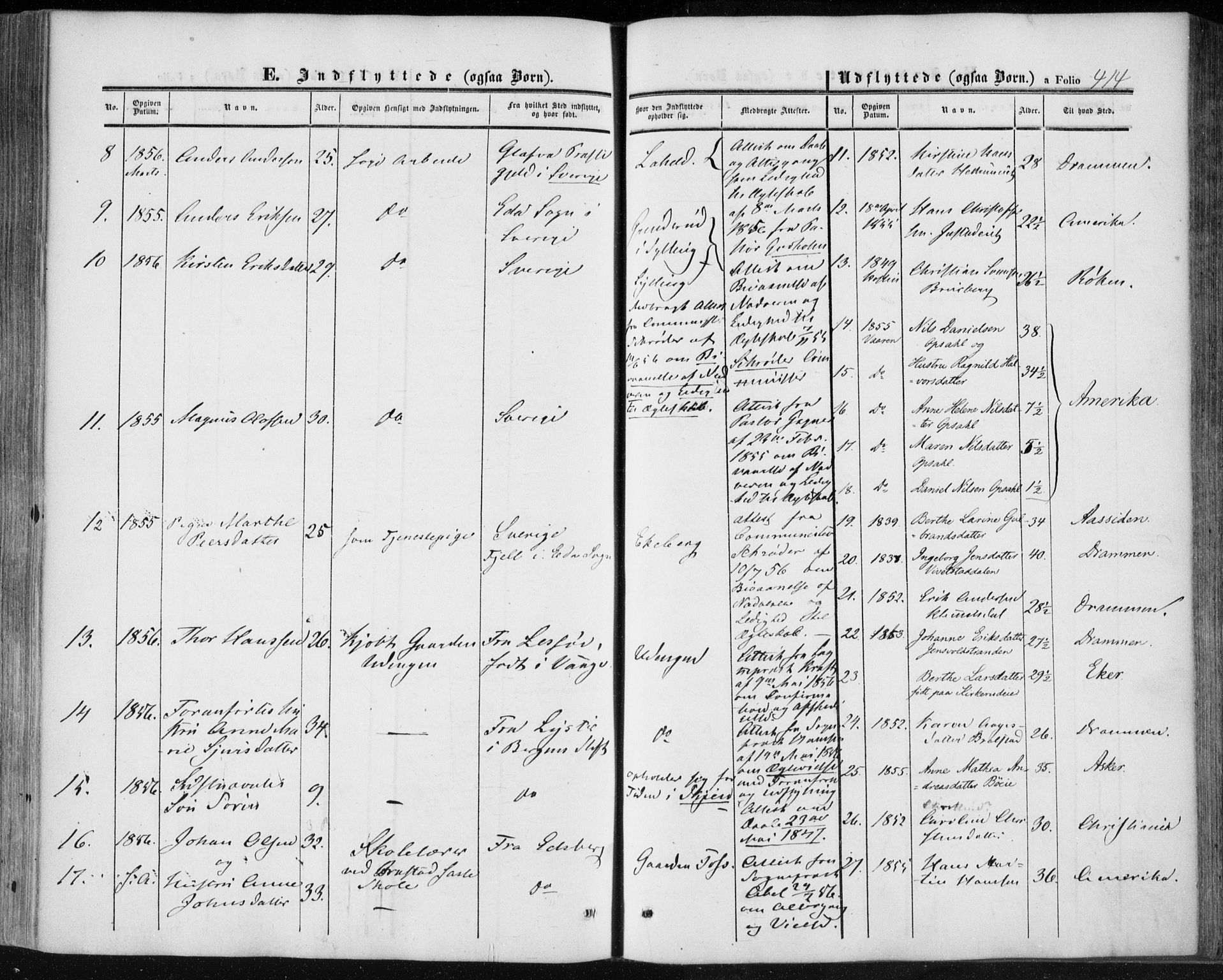Lier kirkebøker, AV/SAKO-A-230/F/Fa/L0012: Parish register (official) no. I 12, 1854-1864, p. 414