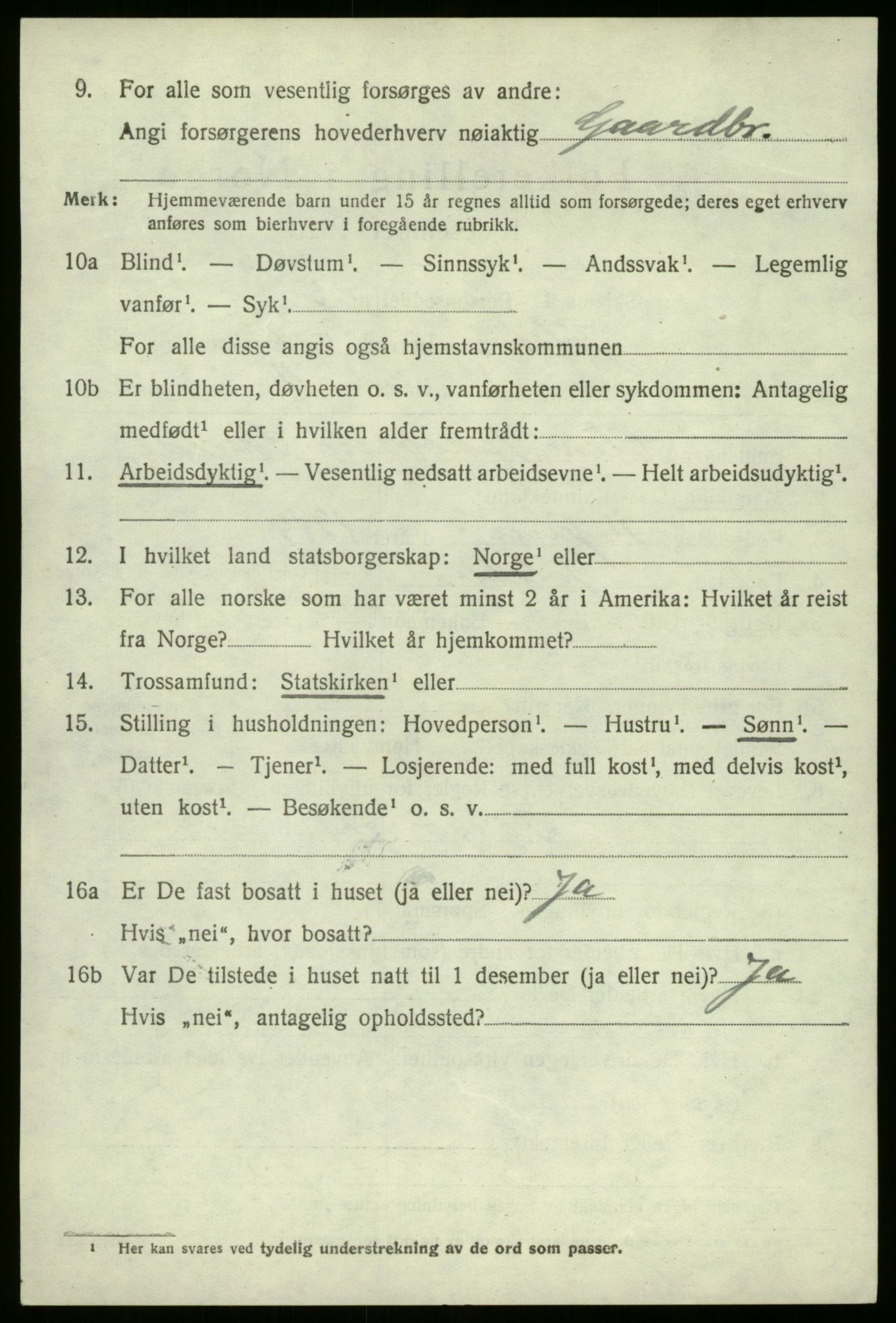 SAB, 1920 census for Jølster, 1920, p. 1967