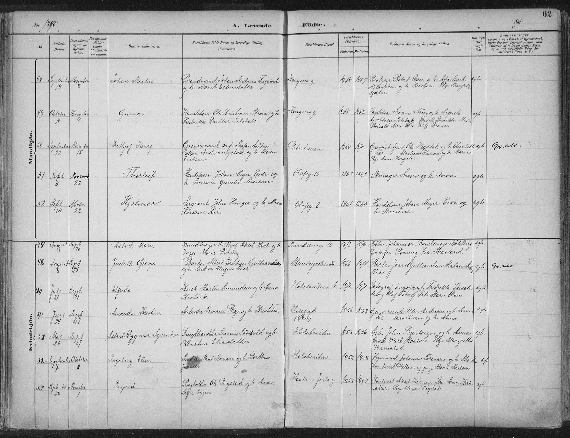 Ministerialprotokoller, klokkerbøker og fødselsregistre - Sør-Trøndelag, SAT/A-1456/601/L0062: Parish register (official) no. 601A30, 1891-1911, p. 62