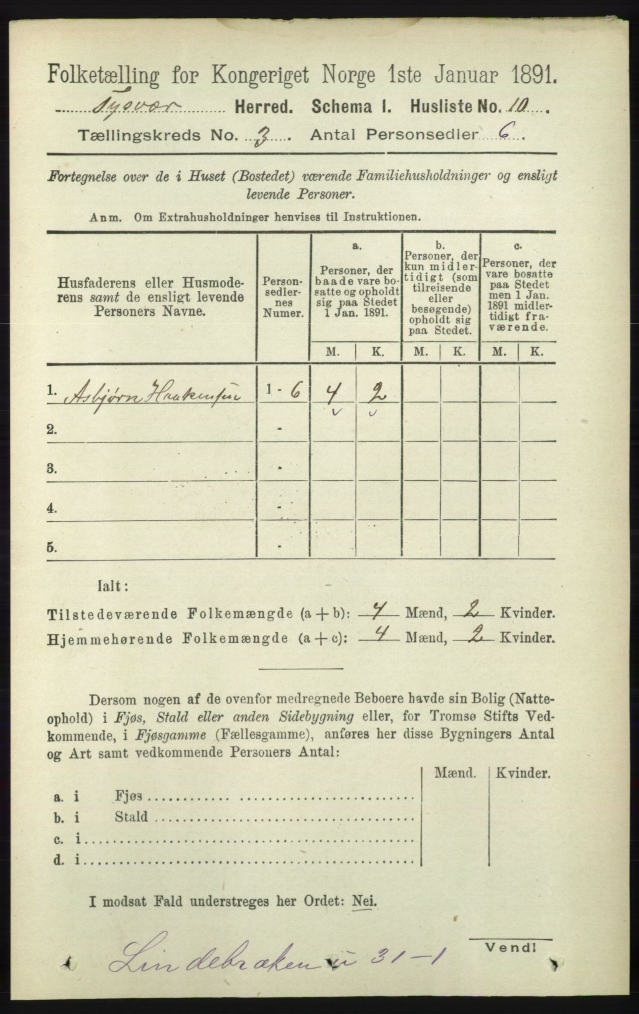 RA, 1891 census for 1146 Tysvær, 1891, p. 1192