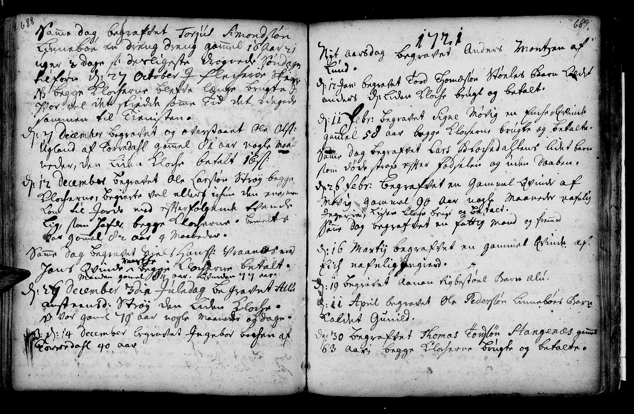 Oddernes sokneprestkontor, AV/SAK-1111-0033/F/Fa/Faa/L0002: Parish register (official) no. A 2, 1719-1764, p. 688-689