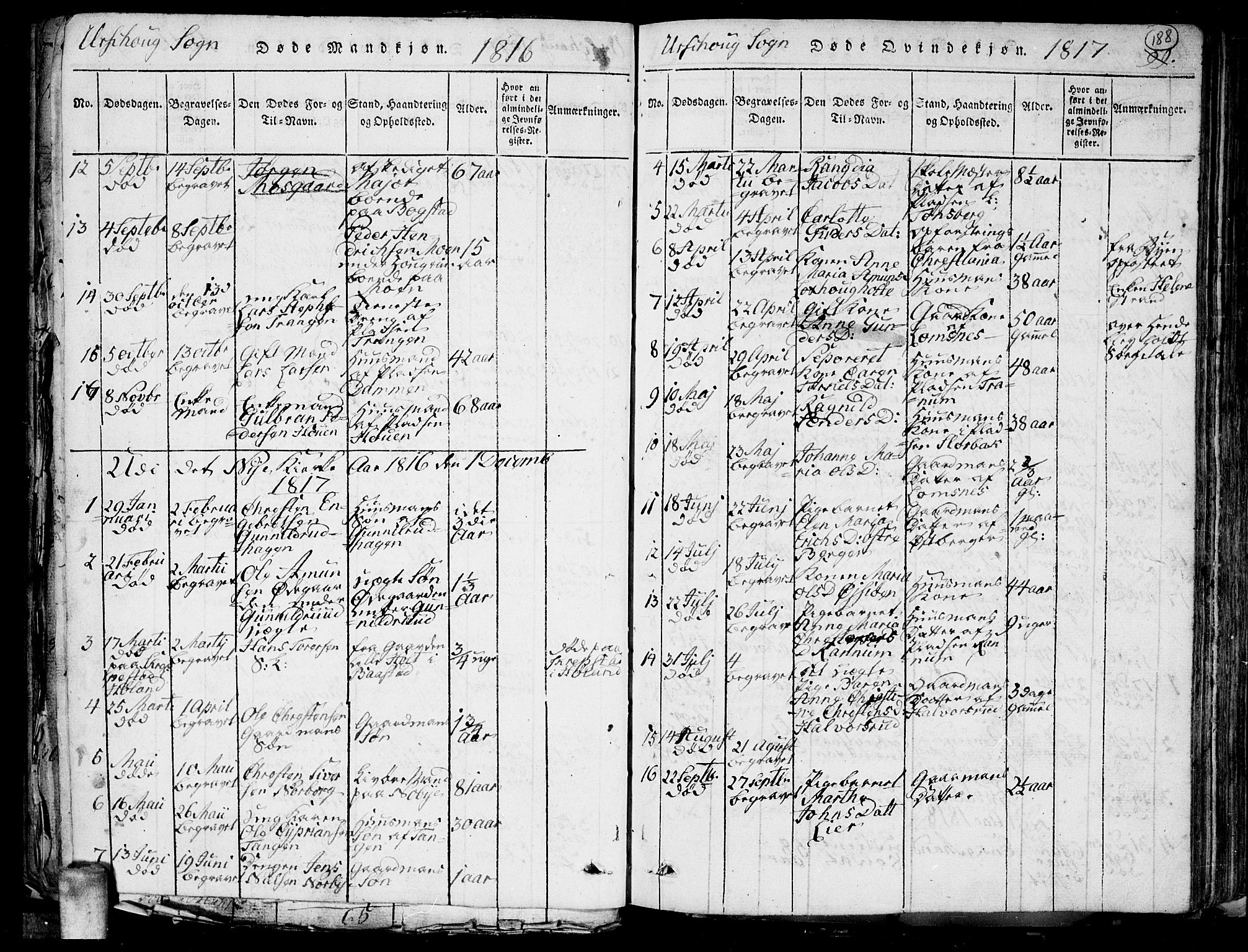 Aurskog prestekontor Kirkebøker, AV/SAO-A-10304a/G/Ga/L0001: Parish register (copy) no. I 1, 1814-1829, p. 188