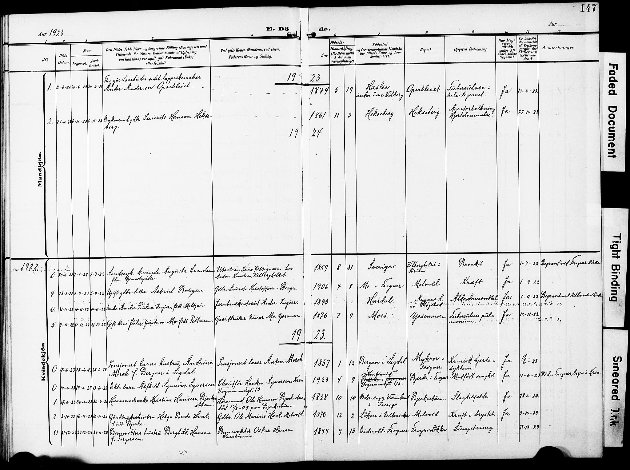Sørum prestekontor Kirkebøker, SAO/A-10303/G/Gb/L0001: Parish register (copy) no. II 1, 1907-1929, p. 147