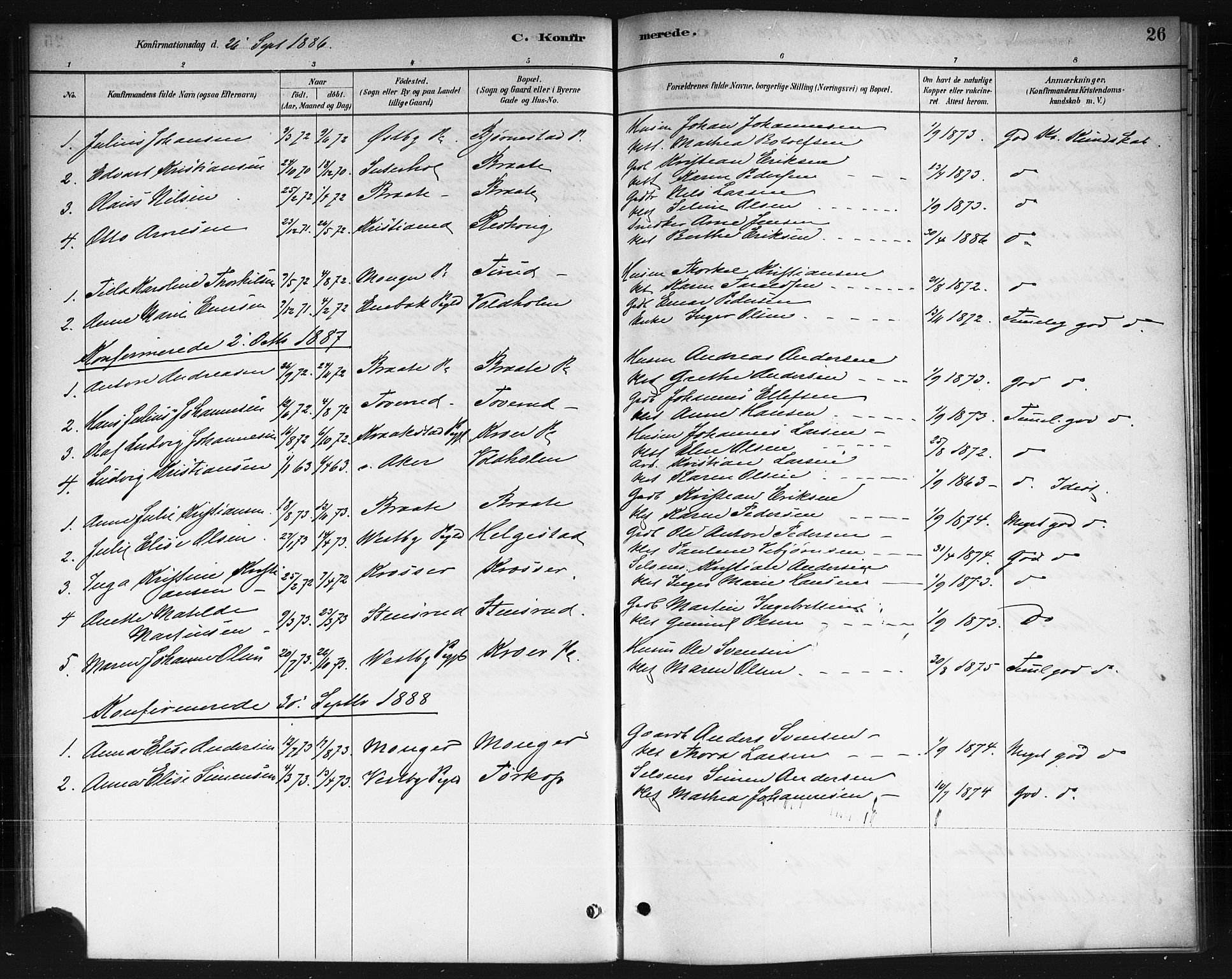 Ås prestekontor Kirkebøker, AV/SAO-A-10894/F/Fc/L0001: Parish register (official) no. III 1, 1881-1891, p. 26