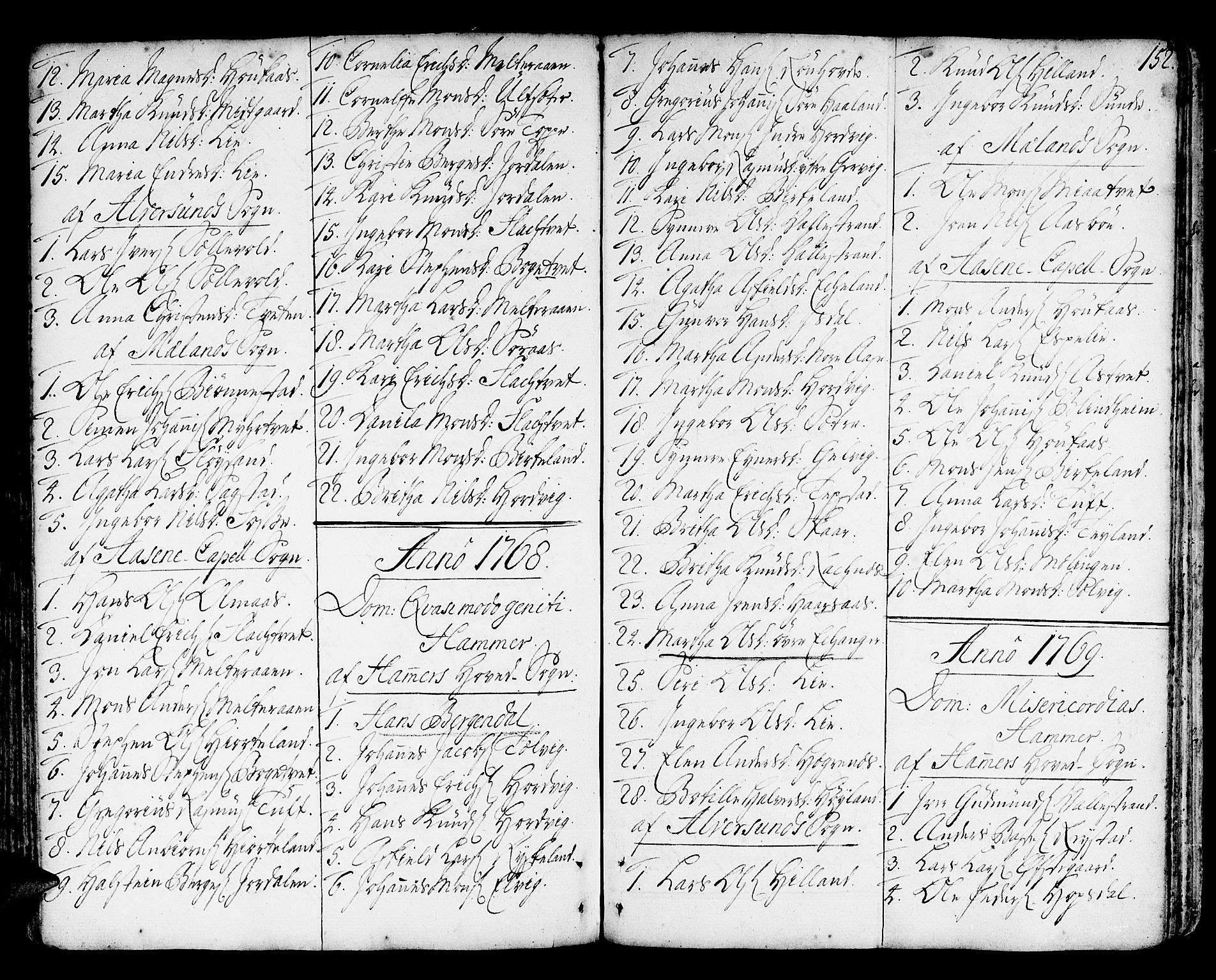 Hamre sokneprestembete, AV/SAB-A-75501/H/Ha/Haa/Haaa/L0007: Parish register (official) no. A 7, 1762-1777, p. 152