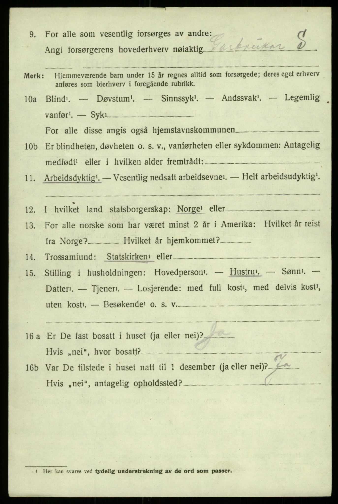 SAB, 1920 census for Ullensvang, 1920, p. 4461