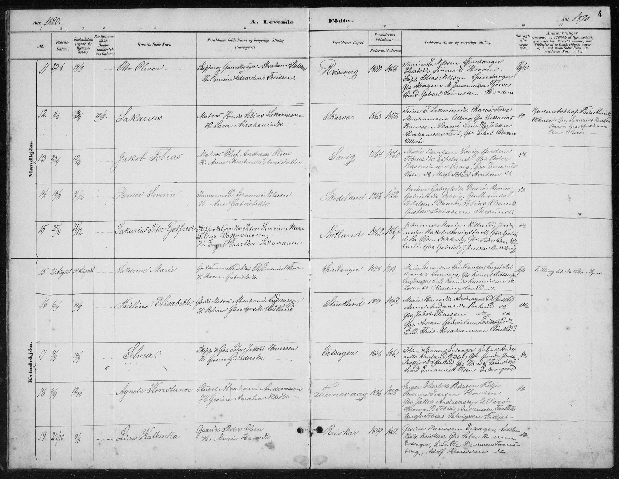 Herad sokneprestkontor, SAK/1111-0018/F/Fb/Fbb/L0004: Parish register (copy) no. B 4, 1890-1935, p. 4