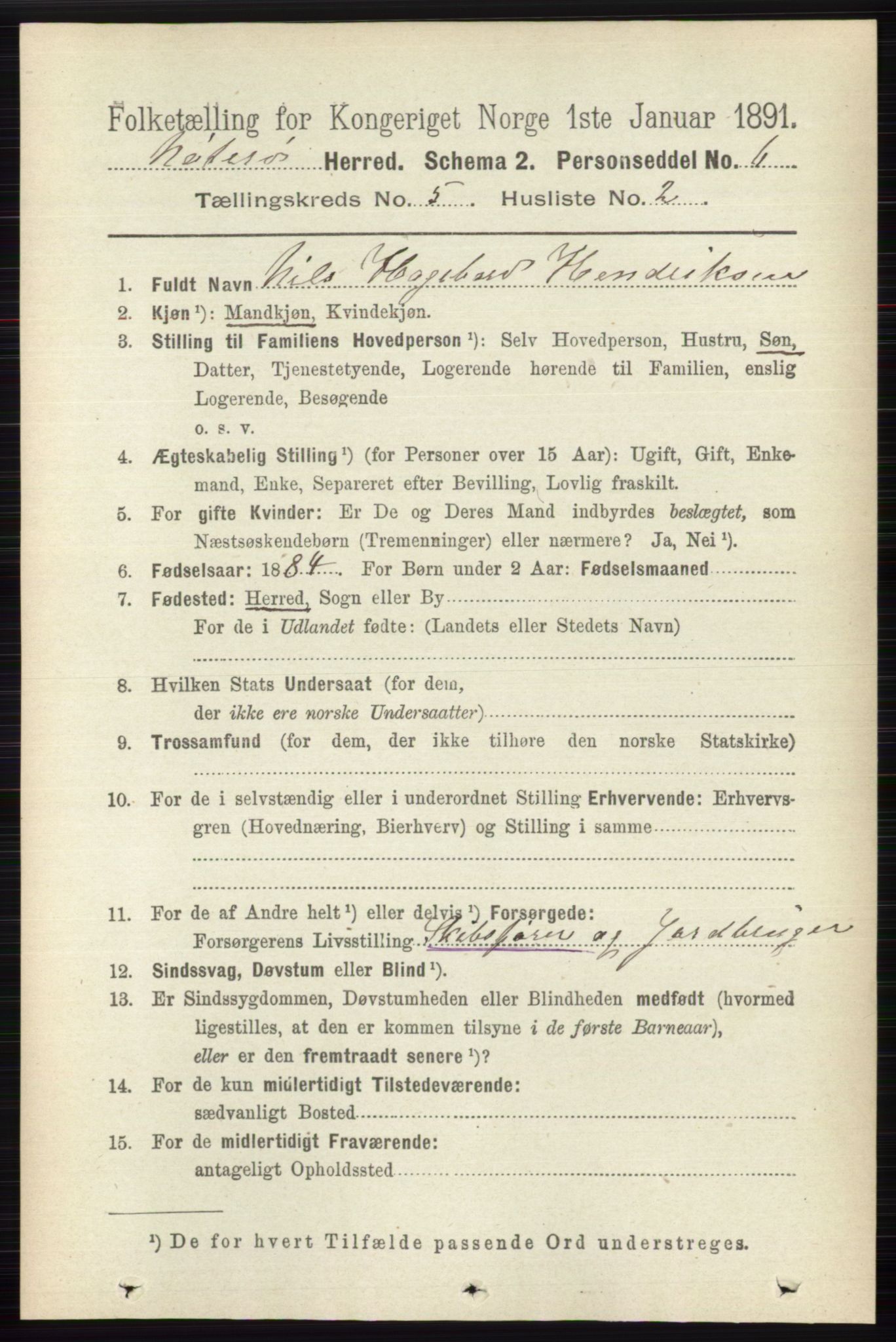 RA, 1891 census for 0722 Nøtterøy, 1891, p. 2558