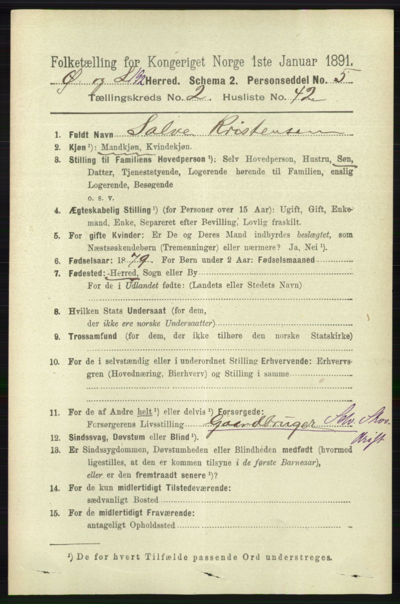 RA, 1891 census for 1021 Øyslebø og Laudal, 1891, p. 693