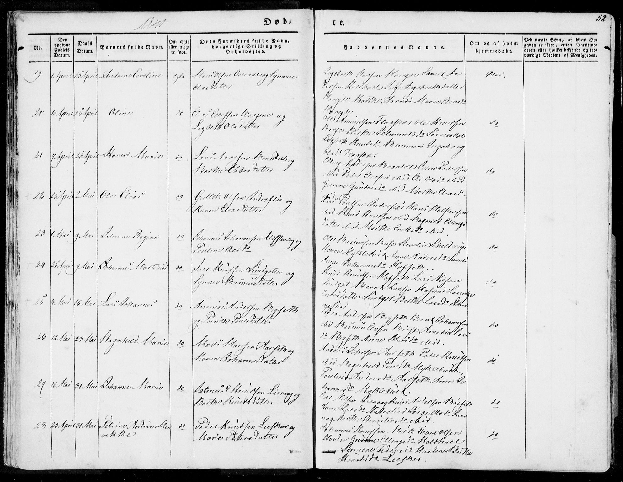 Ministerialprotokoller, klokkerbøker og fødselsregistre - Møre og Romsdal, SAT/A-1454/509/L0104: Parish register (official) no. 509A02, 1833-1847, p. 52