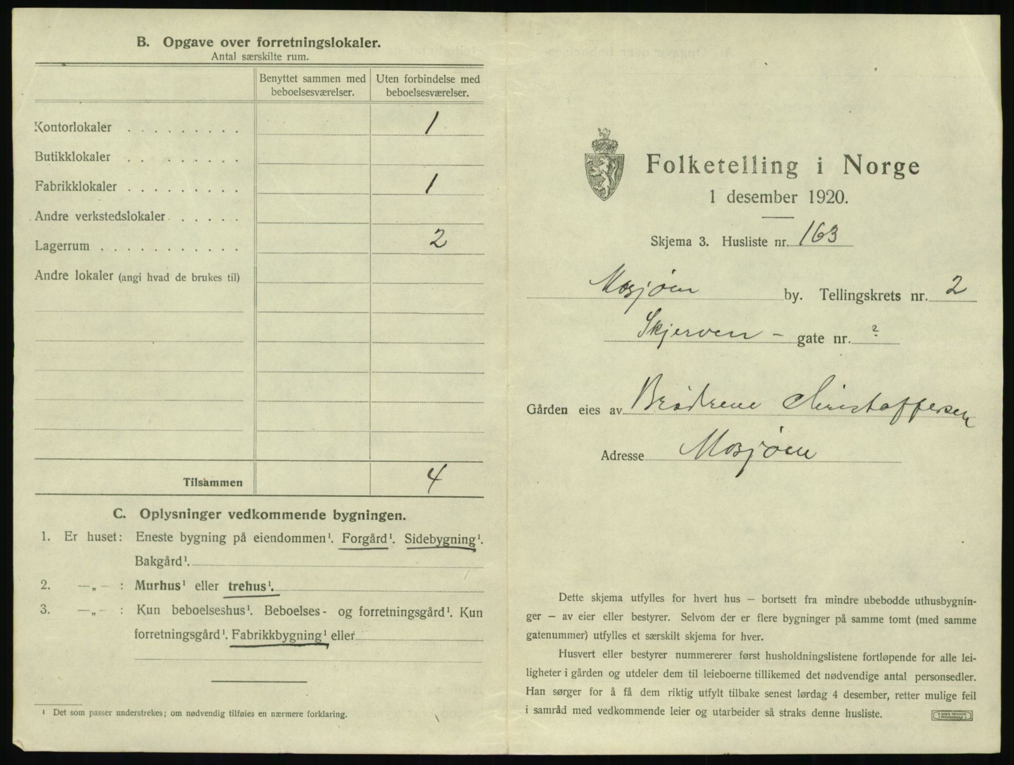 SAT, 1920 census for Mosjøen, 1920, p. 692