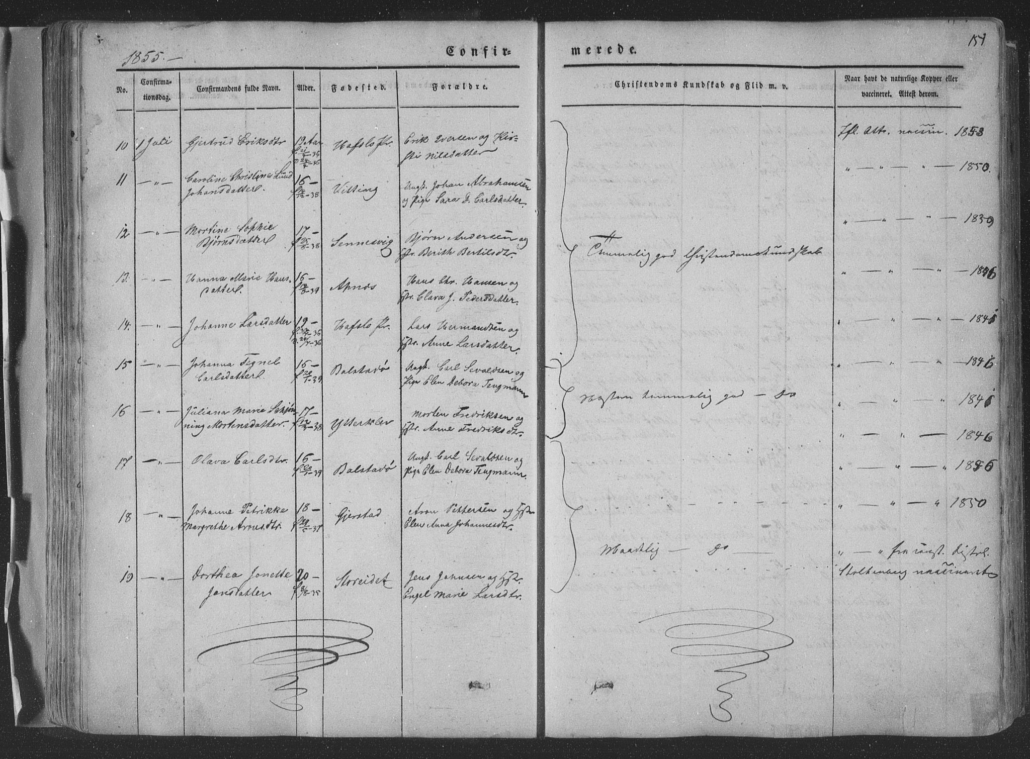 Ministerialprotokoller, klokkerbøker og fødselsregistre - Nordland, AV/SAT-A-1459/881/L1165: Parish register (copy) no. 881C02, 1854-1876, p. 151