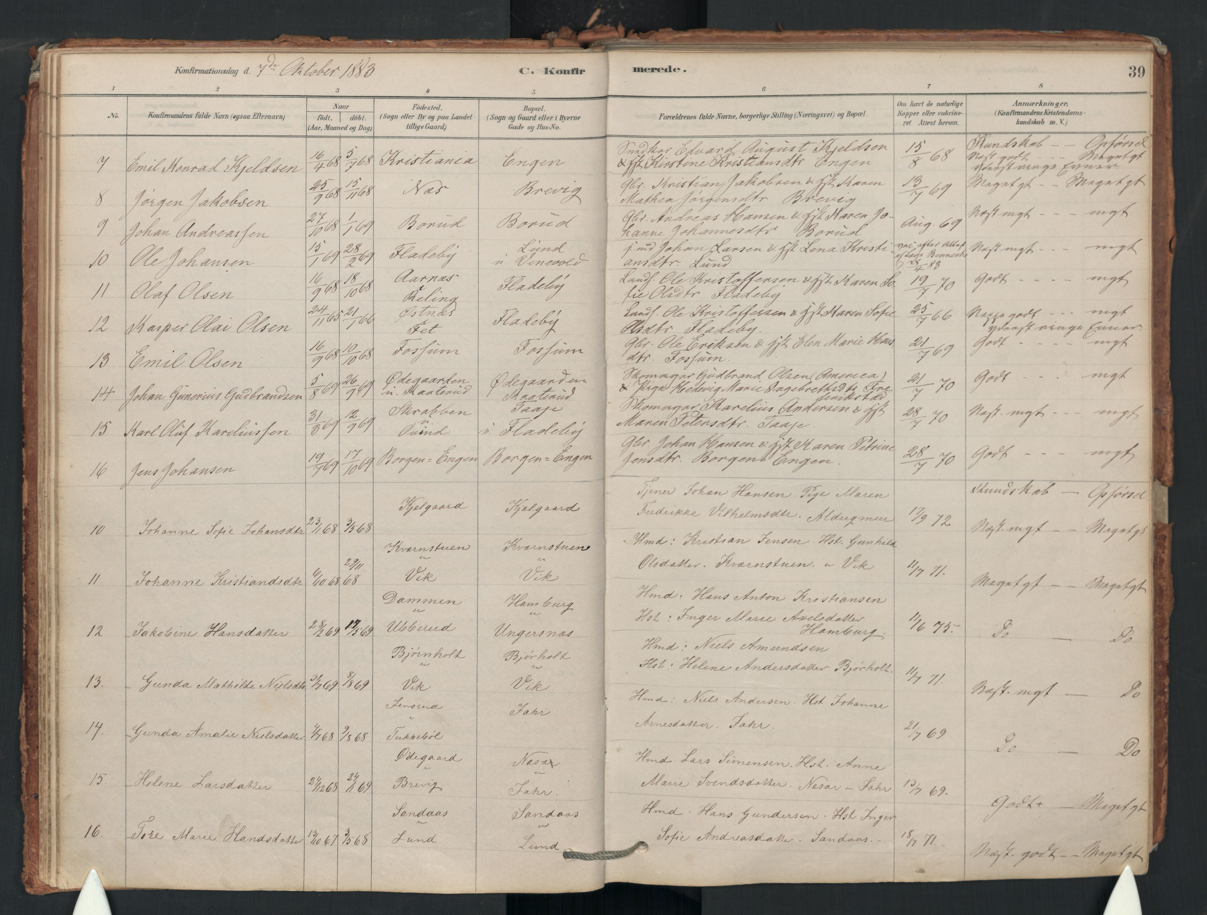 Enebakk prestekontor Kirkebøker, SAO/A-10171c/F/Fa/L0018: Parish register (official) no. I 18, 1877-1930, p. 39