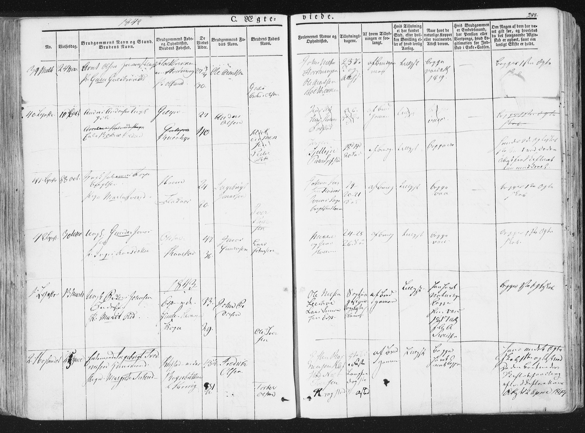 Ministerialprotokoller, klokkerbøker og fødselsregistre - Sør-Trøndelag, AV/SAT-A-1456/691/L1074: Parish register (official) no. 691A06, 1842-1852, p. 248