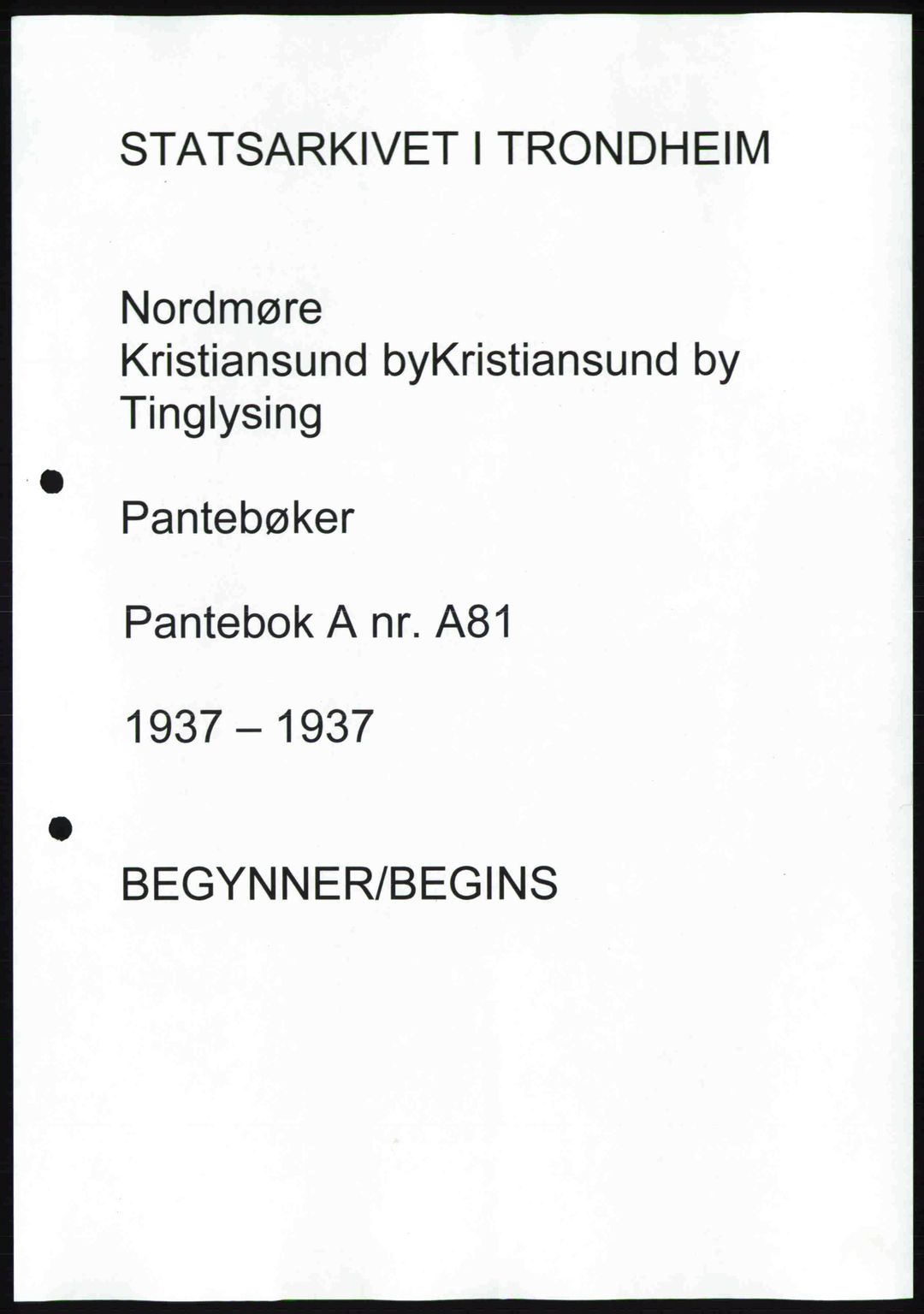 Nordmøre sorenskriveri, AV/SAT-A-4132/1/2/2Ca: Mortgage book no. A81, 1937-1937