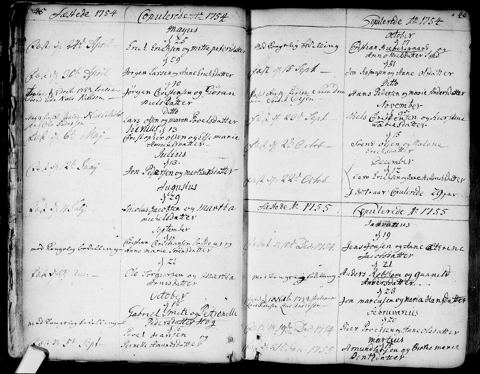 Bragernes kirkebøker, SAKO/A-6/F/Fa/L0004: Parish register (official) no. I 4, 1734-1759, p. 45-46