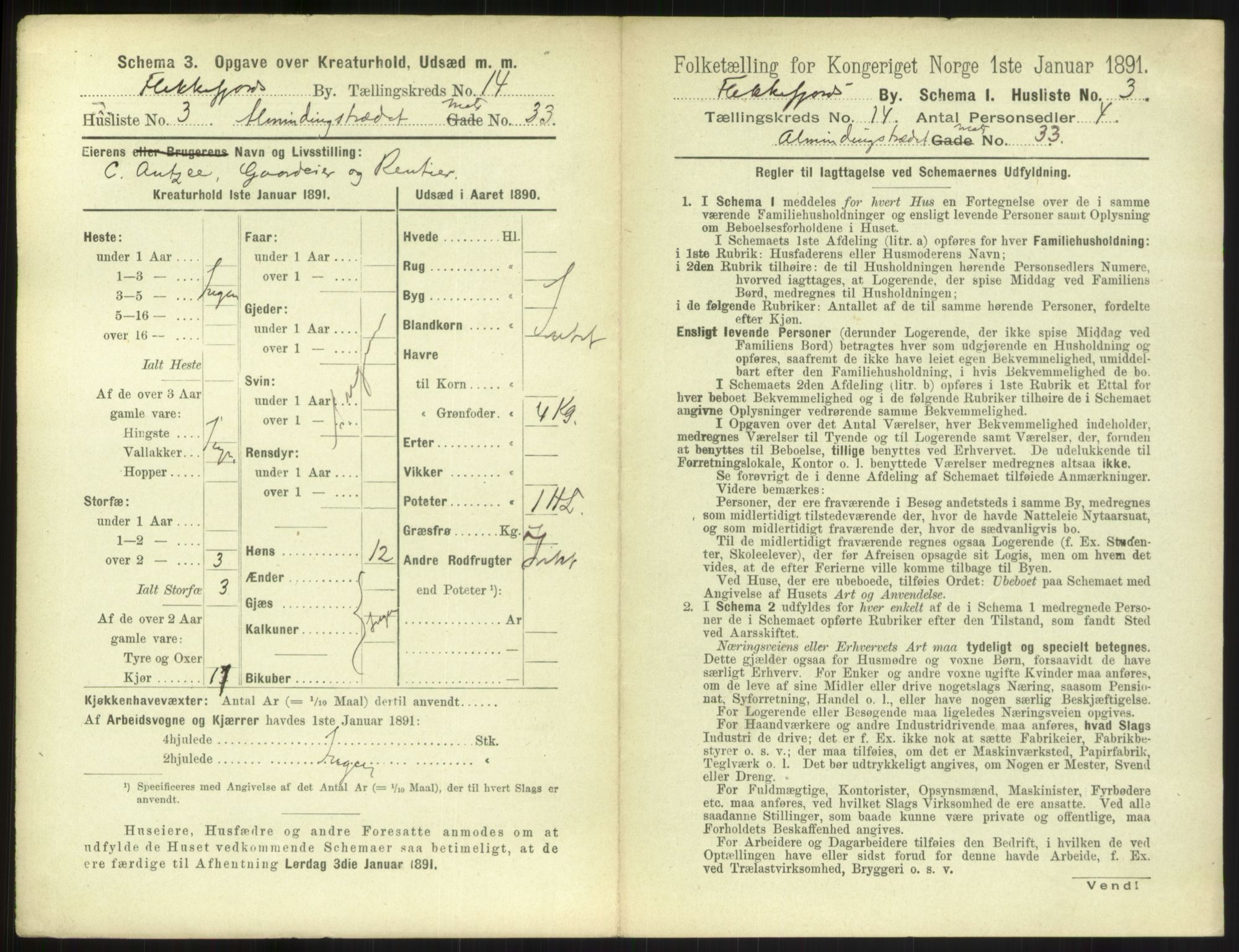 RA, 1891 census for 1004 Flekkefjord, 1891, p. 480