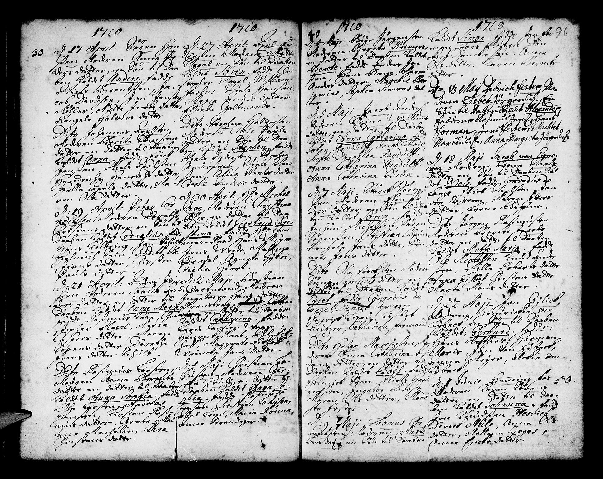 Nykirken Sokneprestembete, AV/SAB-A-77101/H/Haa/L0002: Parish register (official) no. A 2, 1700-1723, p. 96