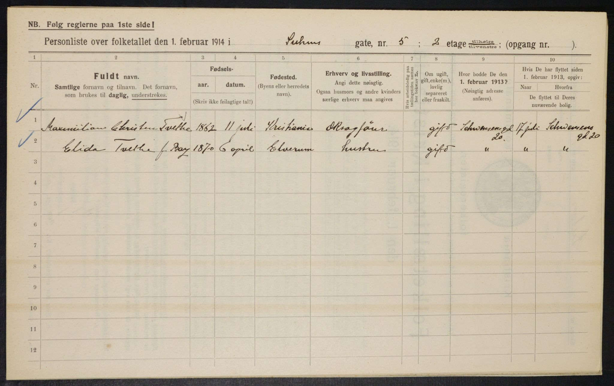 OBA, Municipal Census 1914 for Kristiania, 1914, p. 105298