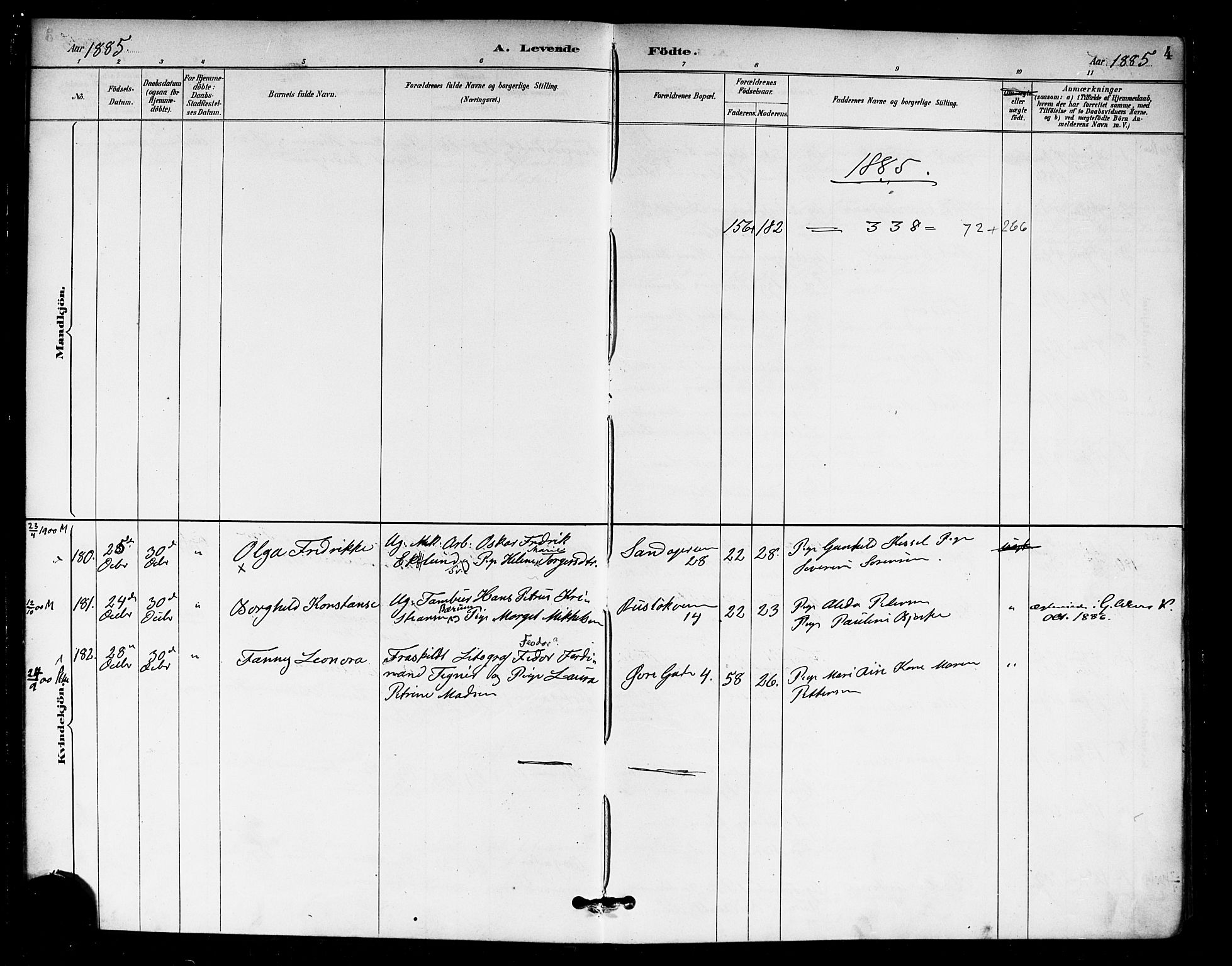 Rikshospitalet prestekontor Kirkebøker, AV/SAO-A-10309b/F/L0007: Parish register (official) no. 7, 1885-1890, p. 4