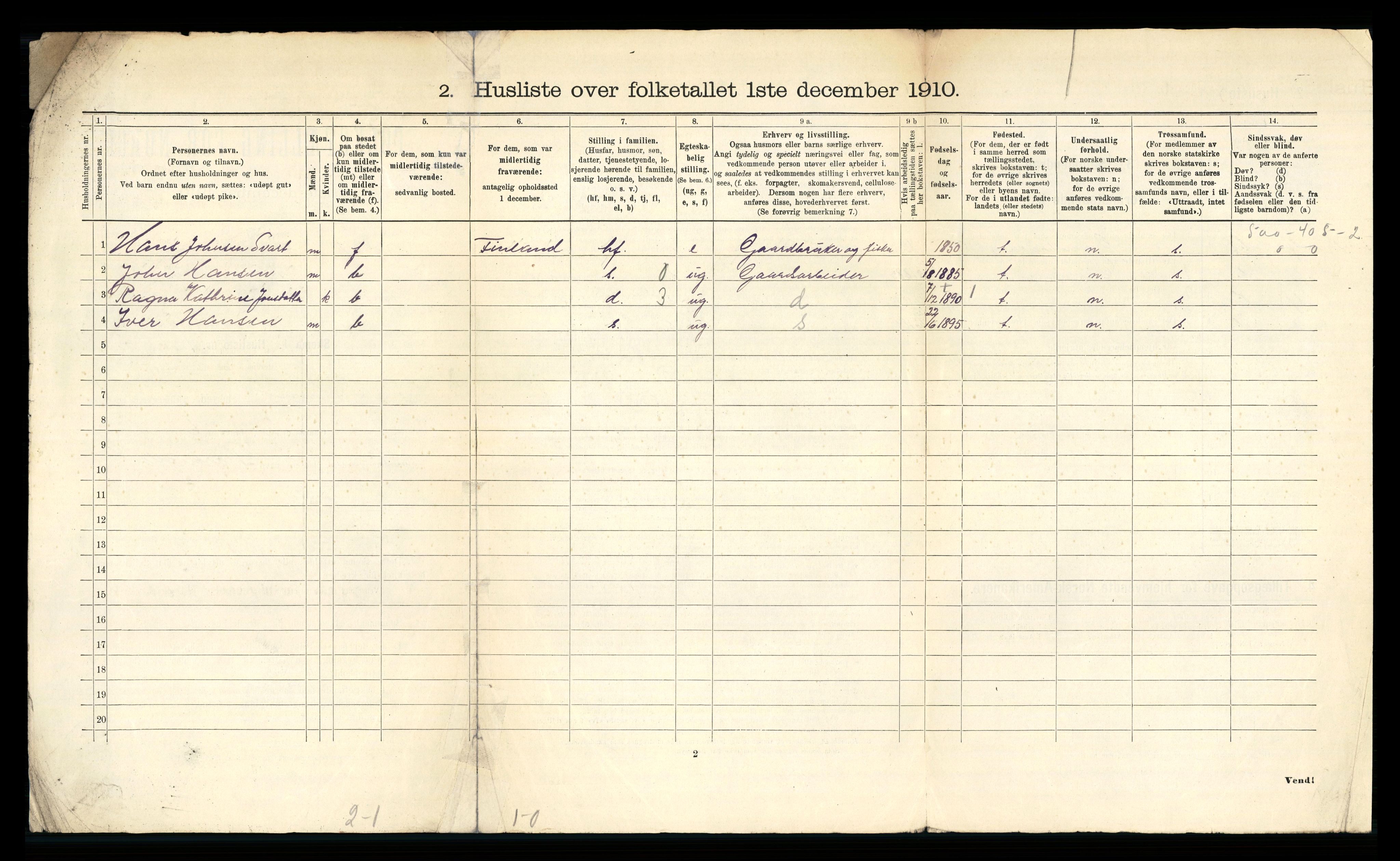 RA, 1910 census for Polmak, 1910, p. 18