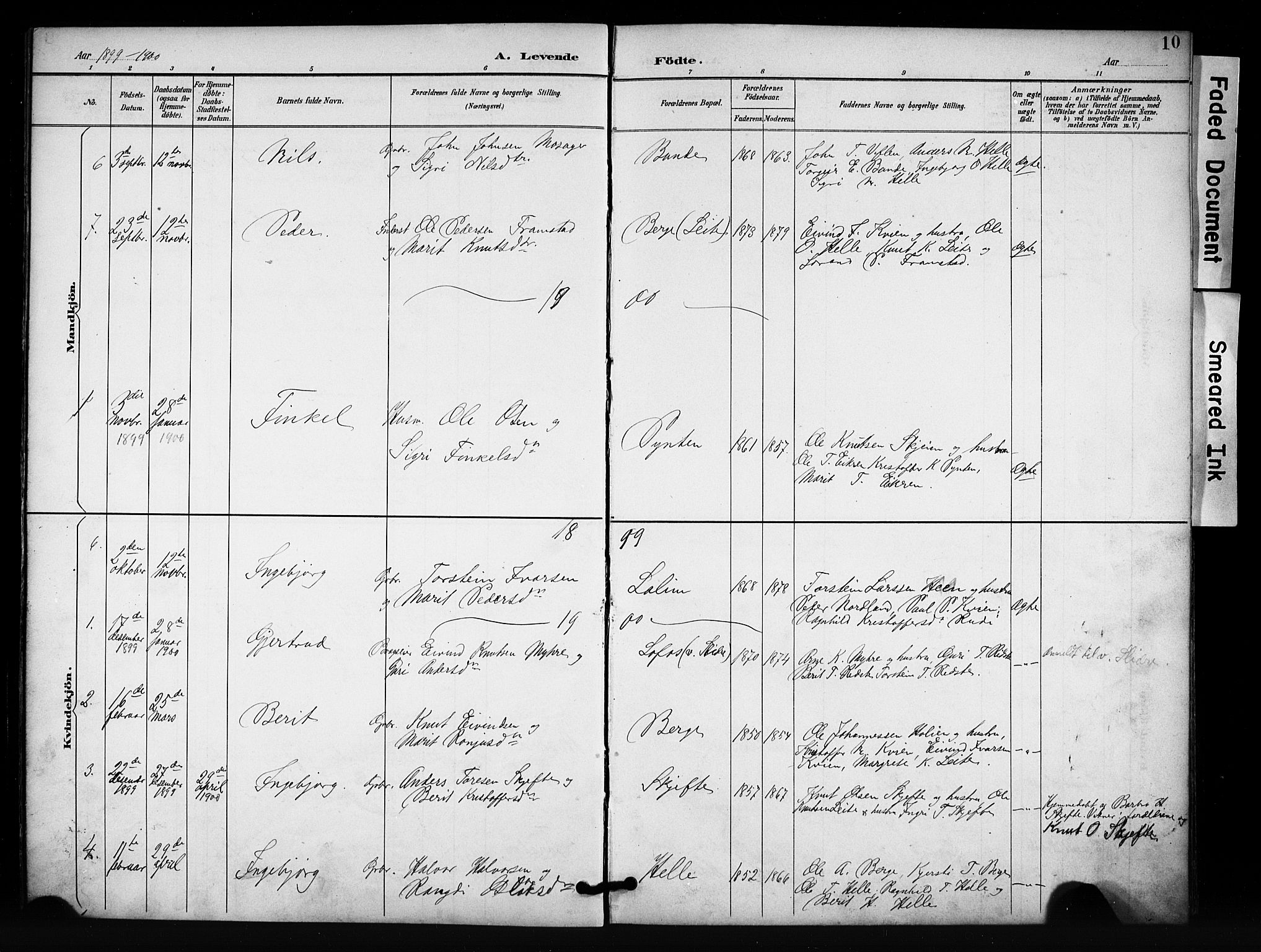 Vang prestekontor, Valdres, SAH/PREST-140/H/Hb/L0007: Parish register (copy) no. 7, 1893-1924, p. 10