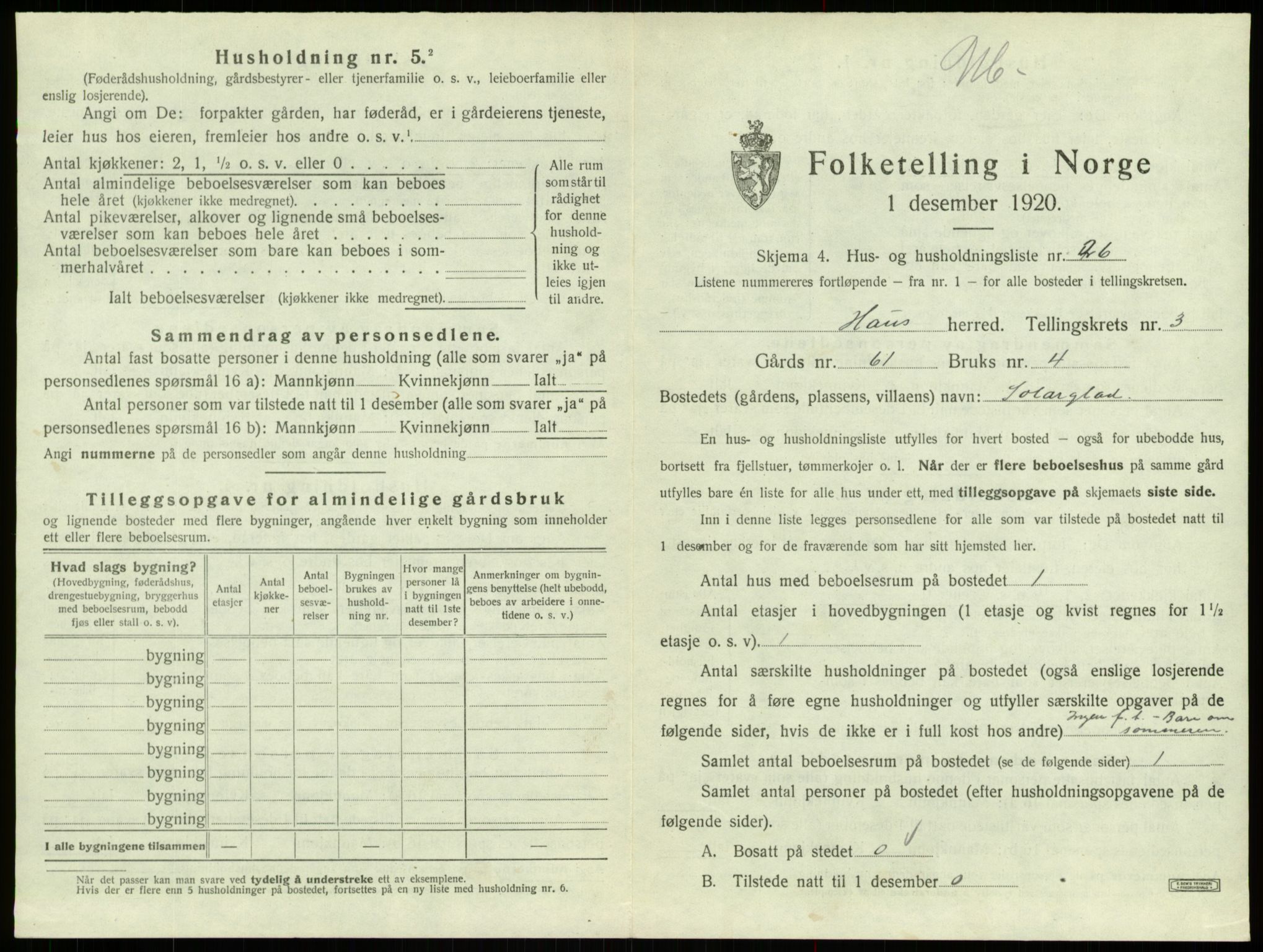 SAB, 1920 census for Haus, 1920, p. 243