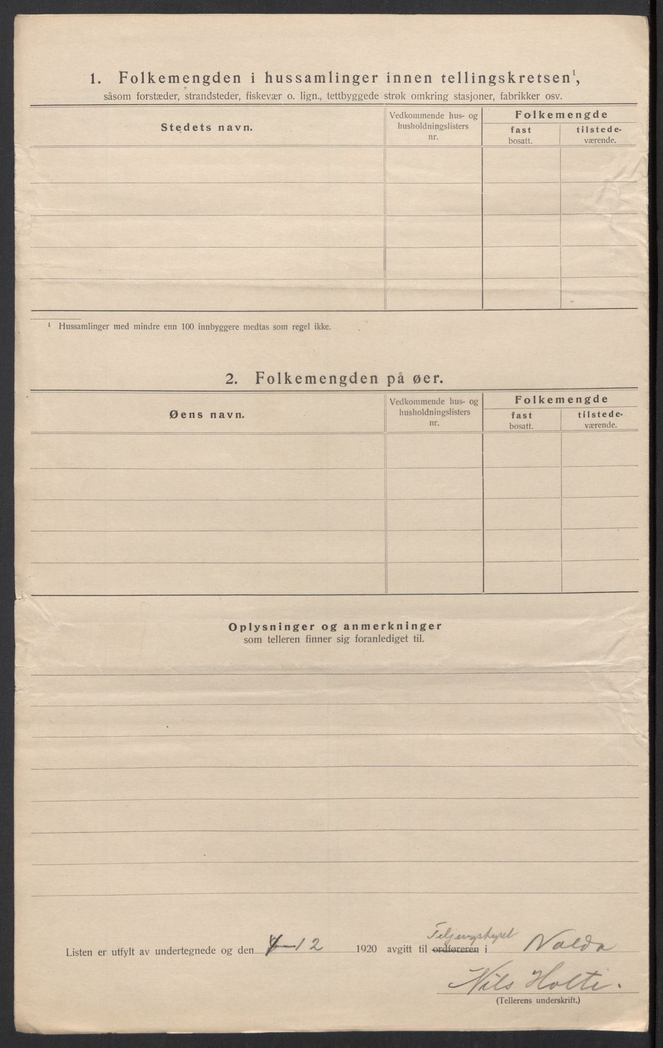 SAT, 1920 census for Volda, 1920, p. 68