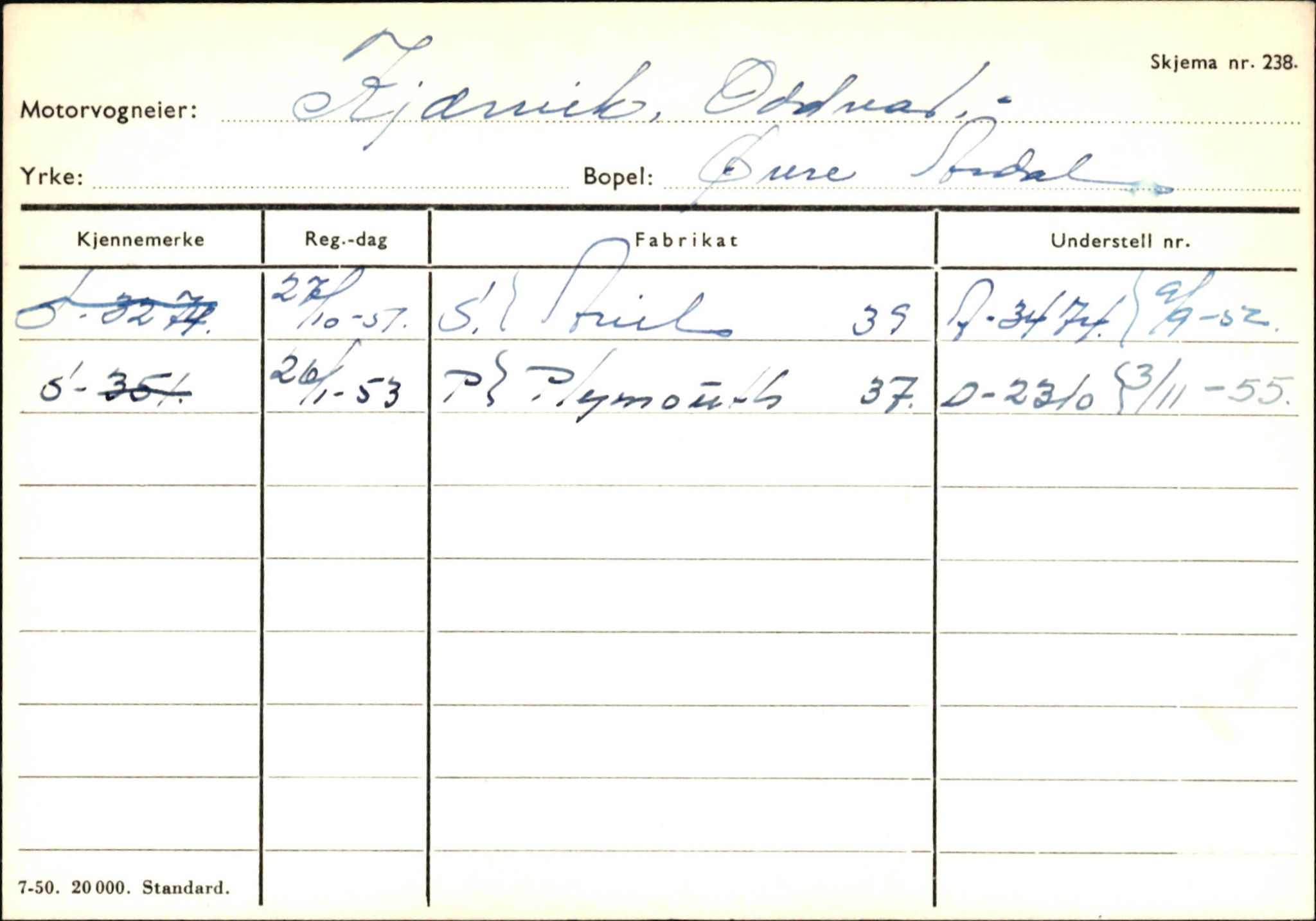 Statens vegvesen, Sogn og Fjordane vegkontor, AV/SAB-A-5301/4/F/L0145: Registerkort Vågsøy S-Å. Årdal I-P, 1945-1975, p. 1122