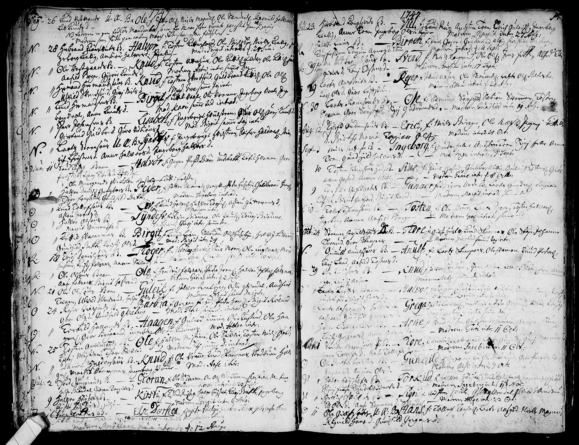 Rollag kirkebøker, SAKO/A-240/F/Fa/L0003: Parish register (official) no. I 3, 1743-1778, p. 14