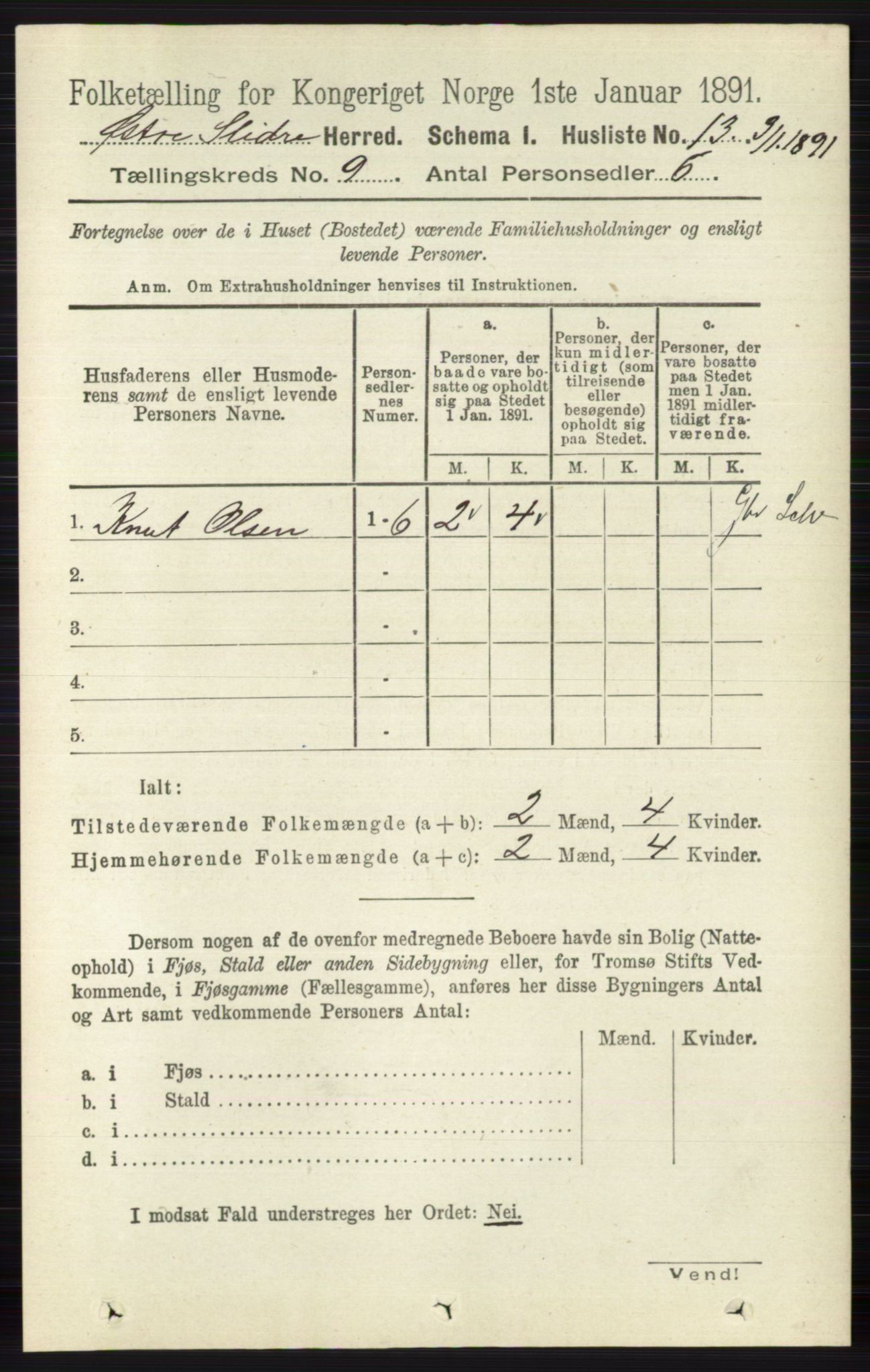 RA, 1891 census for 0544 Øystre Slidre, 1891, p. 3028