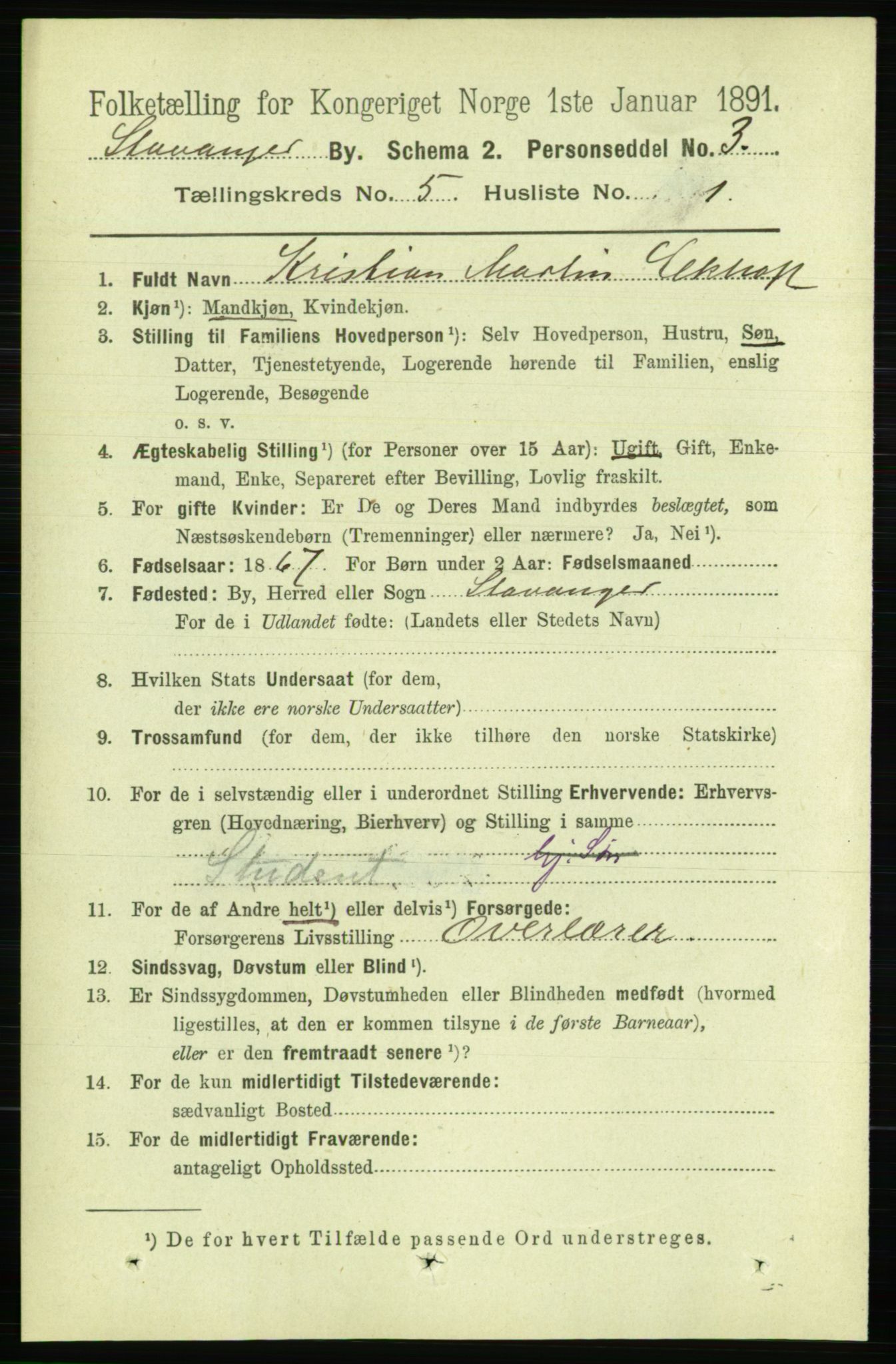 RA, 1891 census for 1103 Stavanger, 1891, p. 8809