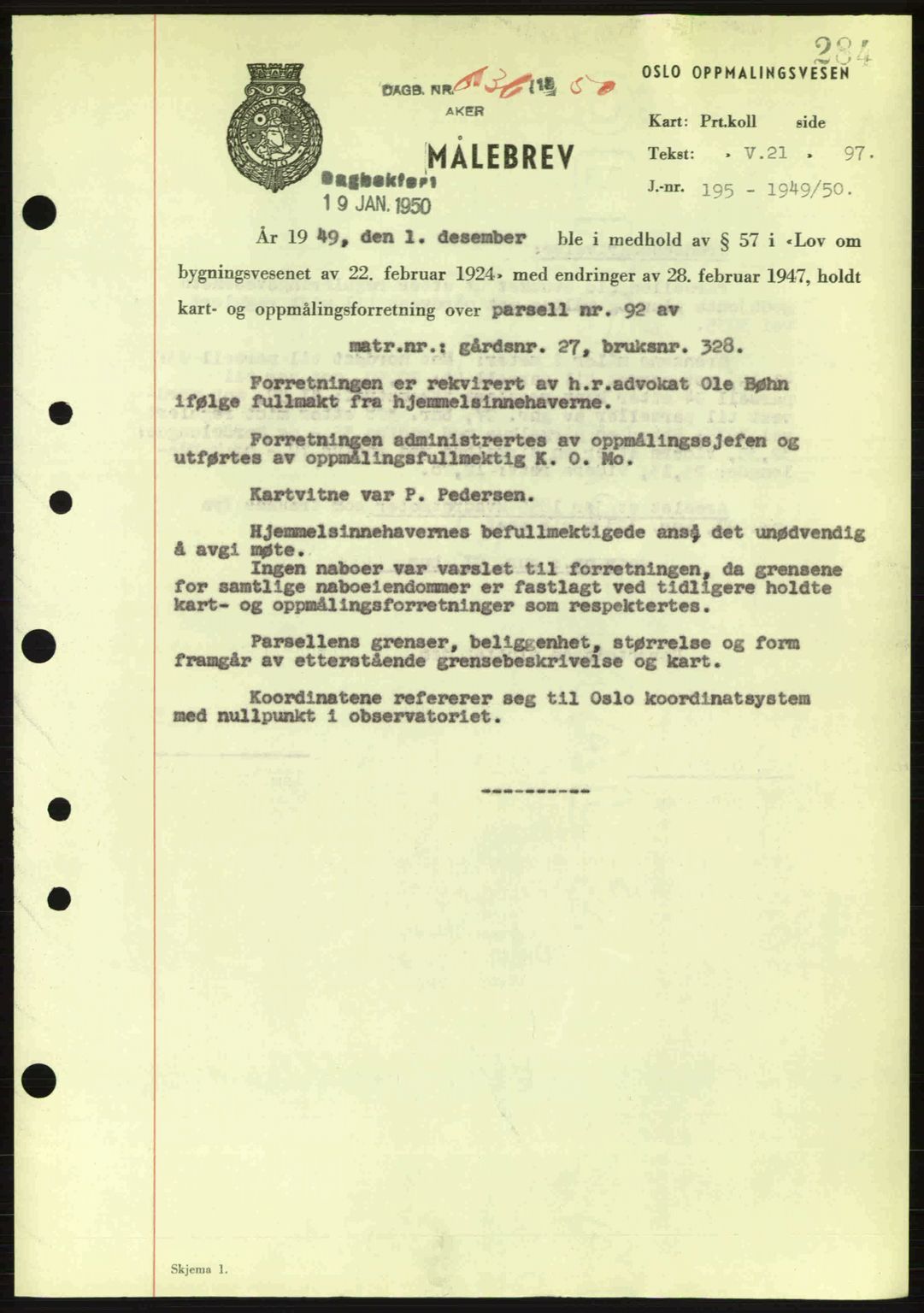 Oslo byskriverembete, AV/SAO-A-10227/G/Gb/Gbd/Gbda/L0017: Mortgage book no. A215, 1949-1950, Diary no: : 636/1950