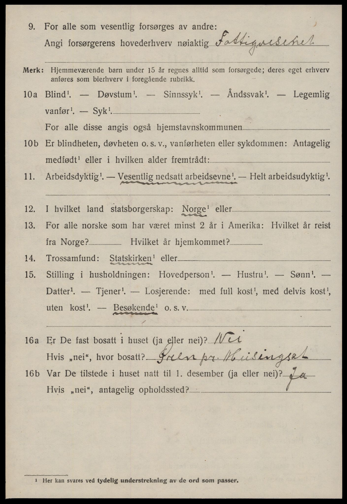 SAT, 1920 census for Tingvoll, 1920, p. 5927