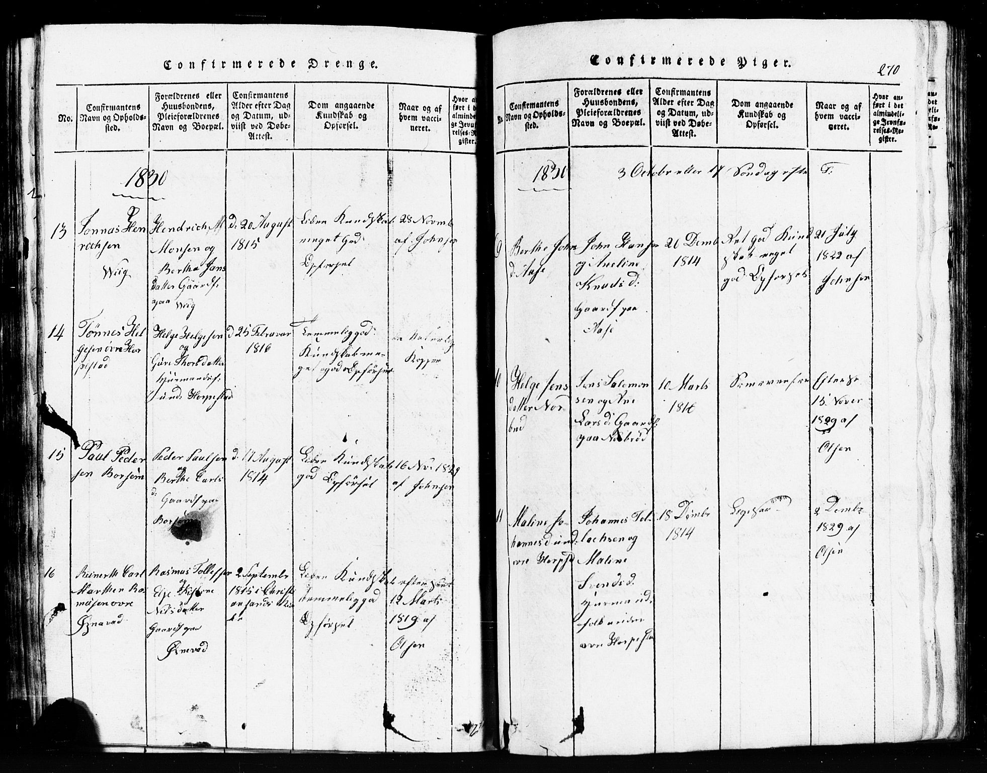 Klepp sokneprestkontor, AV/SAST-A-101803/001/3/30BB/L0001: Parish register (copy) no.  B 1, 1816-1859, p. 270