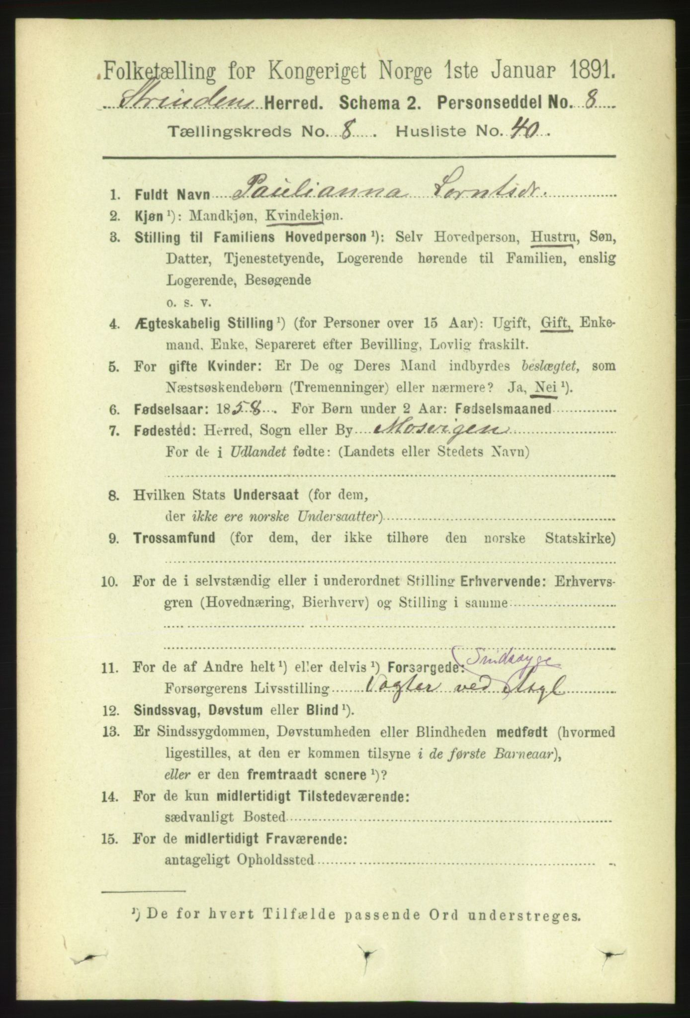 RA, 1891 census for 1660 Strinda, 1891, p. 7333