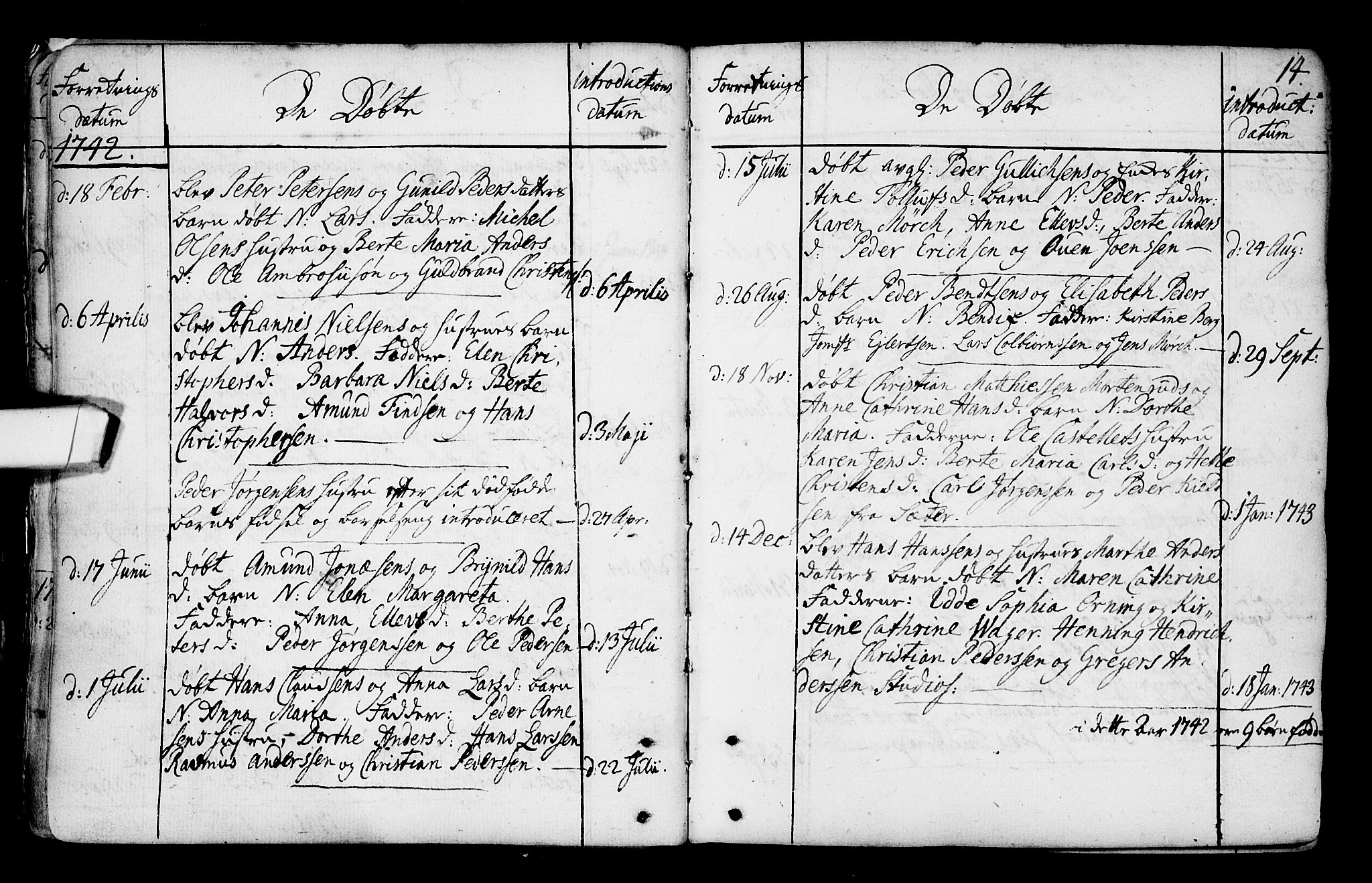 Gamlebyen prestekontor Kirkebøker, SAO/A-10884/F/Fa/L0001: Parish register (official) no. 1, 1734-1818, p. 14