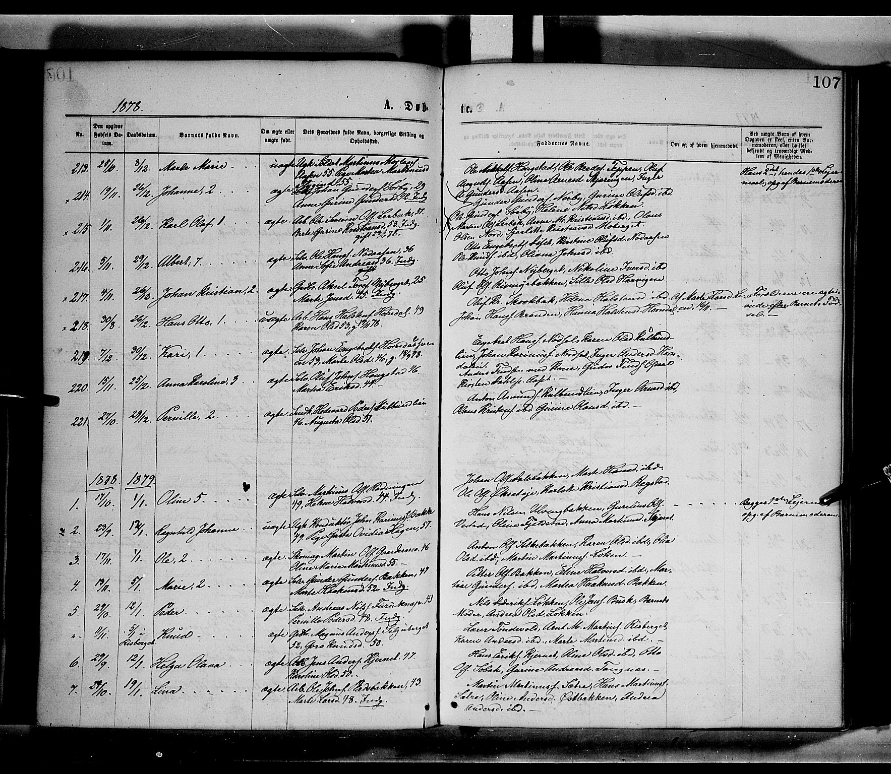 Elverum prestekontor, SAH/PREST-044/H/Ha/Haa/L0011: Parish register (official) no. 11, 1869-1879, p. 107