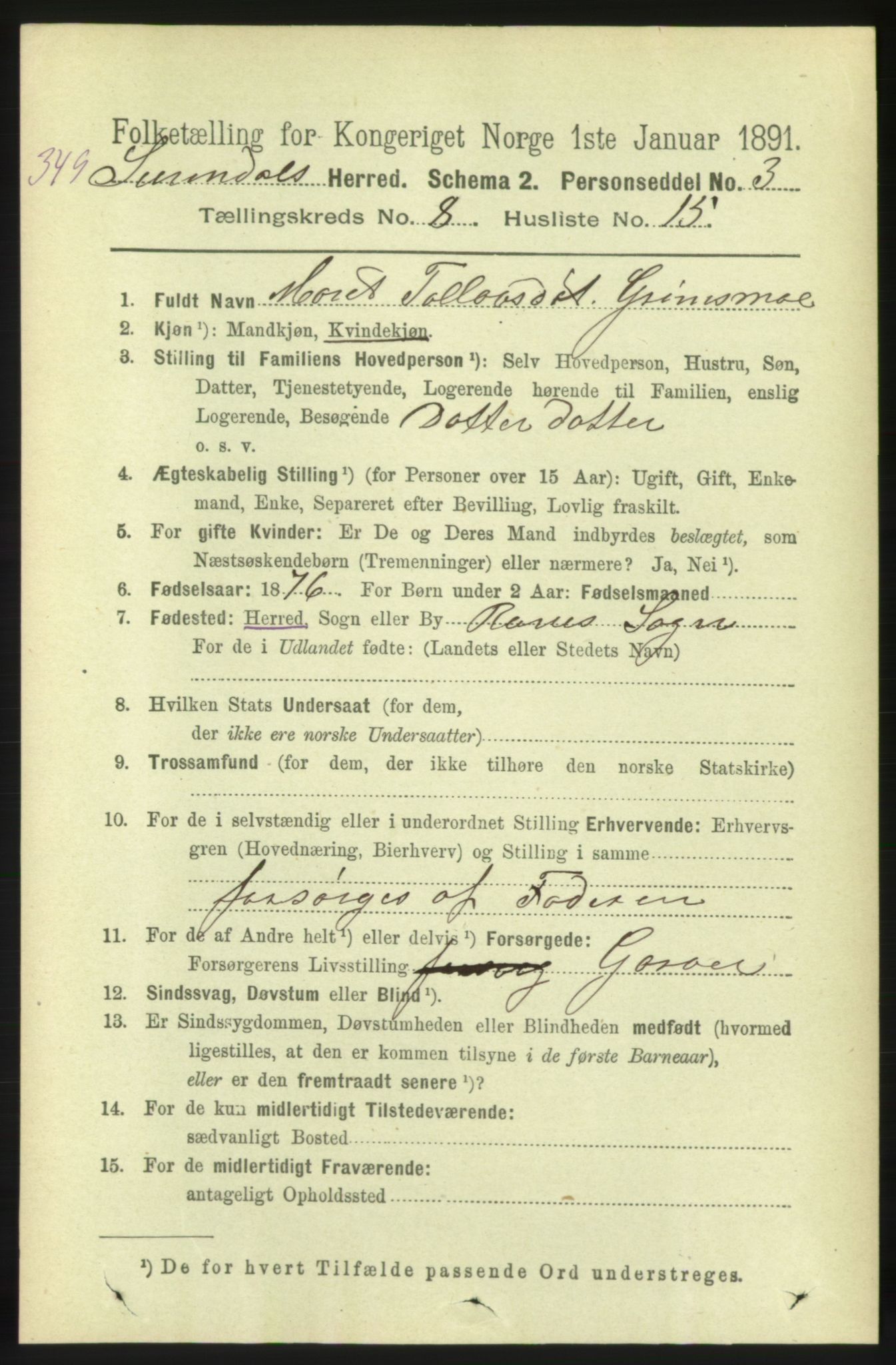 RA, 1891 census for 1566 Surnadal, 1891, p. 2164