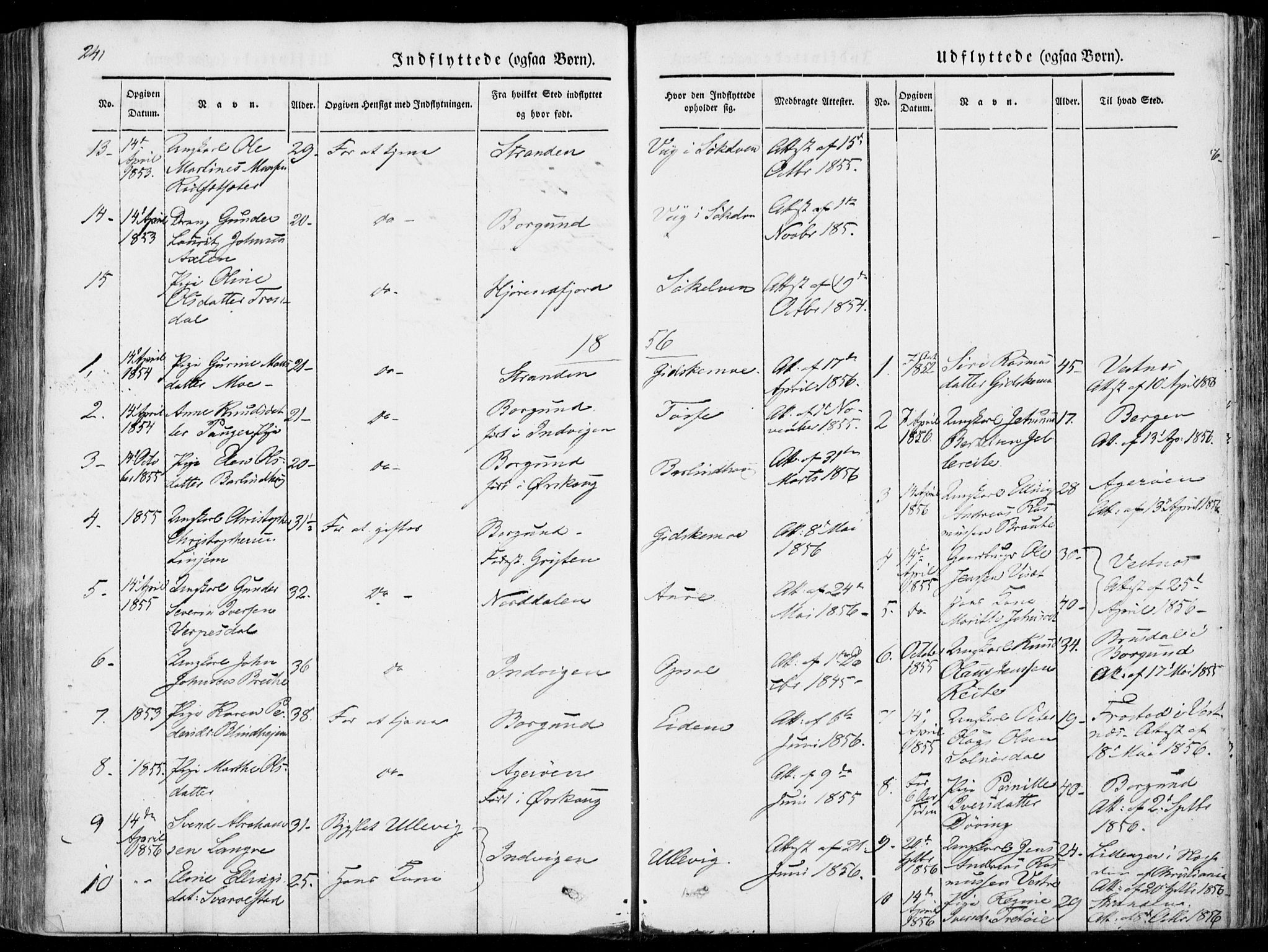 Ministerialprotokoller, klokkerbøker og fødselsregistre - Møre og Romsdal, SAT/A-1454/522/L0313: Parish register (official) no. 522A08, 1852-1862, p. 241