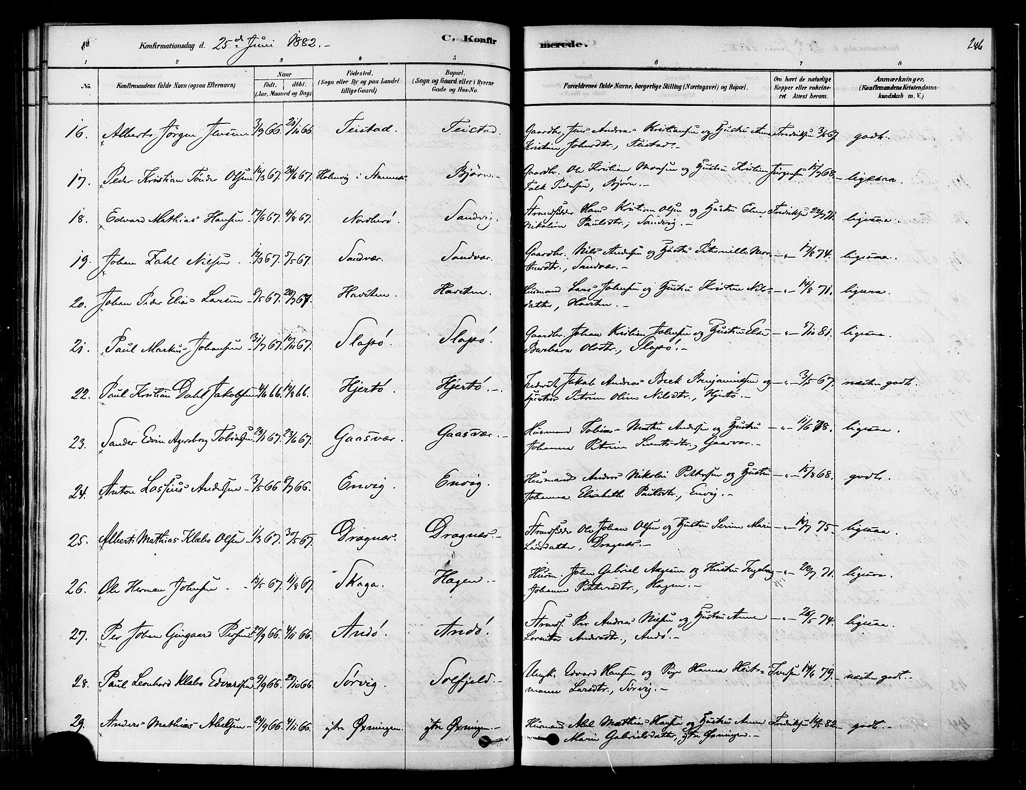 Ministerialprotokoller, klokkerbøker og fødselsregistre - Nordland, SAT/A-1459/834/L0507: Parish register (official) no. 834A05, 1878-1892, p. 246