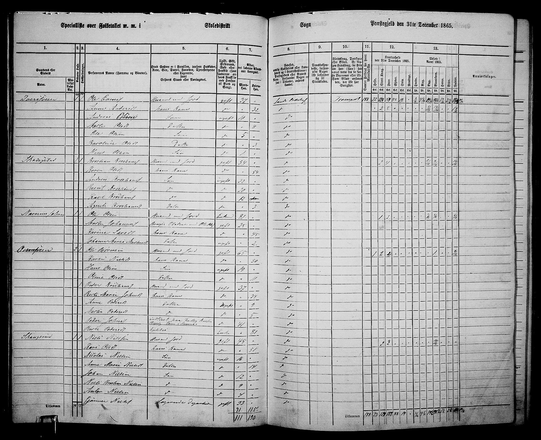 RA, 1865 census for Land, 1865, p. 310